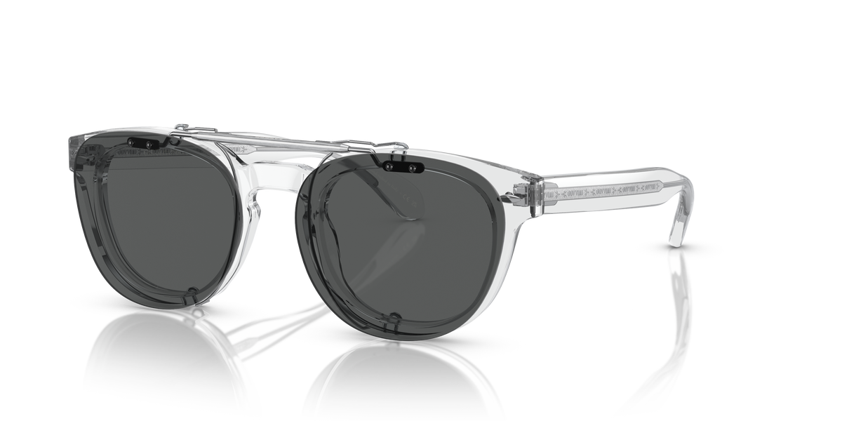 Oliver Peoples Sheldrake OV5036C polarised flip-up clip-on in brushed silver