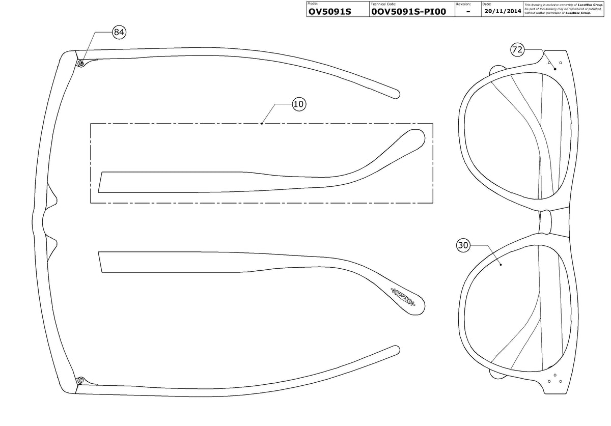 Enlarged technical drawing of the Oliver Peoples Daddy B Sun OV5091S Replacement Parts