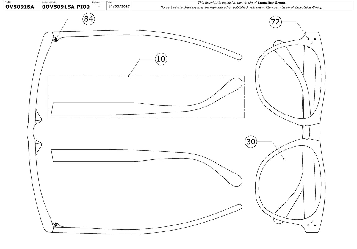 Exploded technical drawing of the Oliver Peoples Daddy B (A) OV5091SA Replacement Parts, with each replacement part numbered