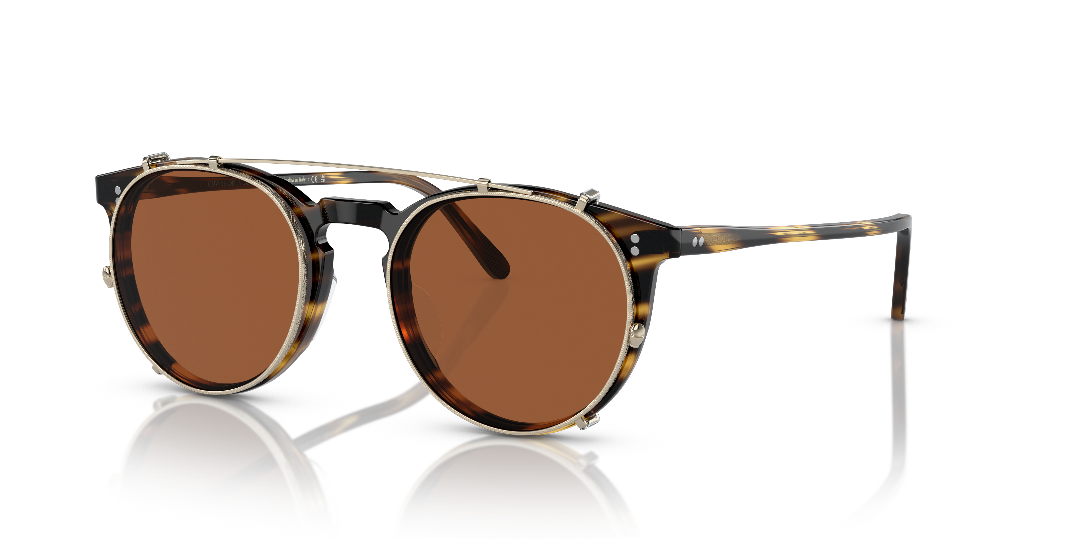 Oliver Peoples O'Malley OV5183CM clip-on in gold with brown lenses