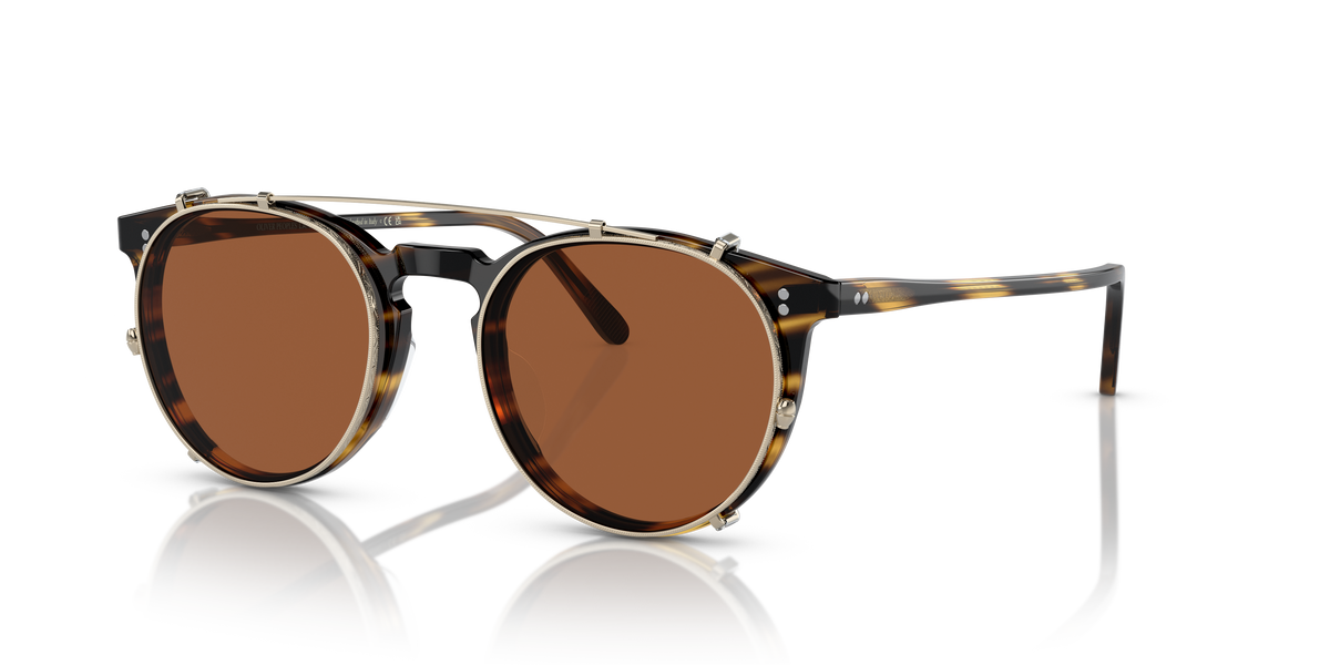 Oliver Peoples O'Malley OV5183CM clip-on in gold with brown lenses