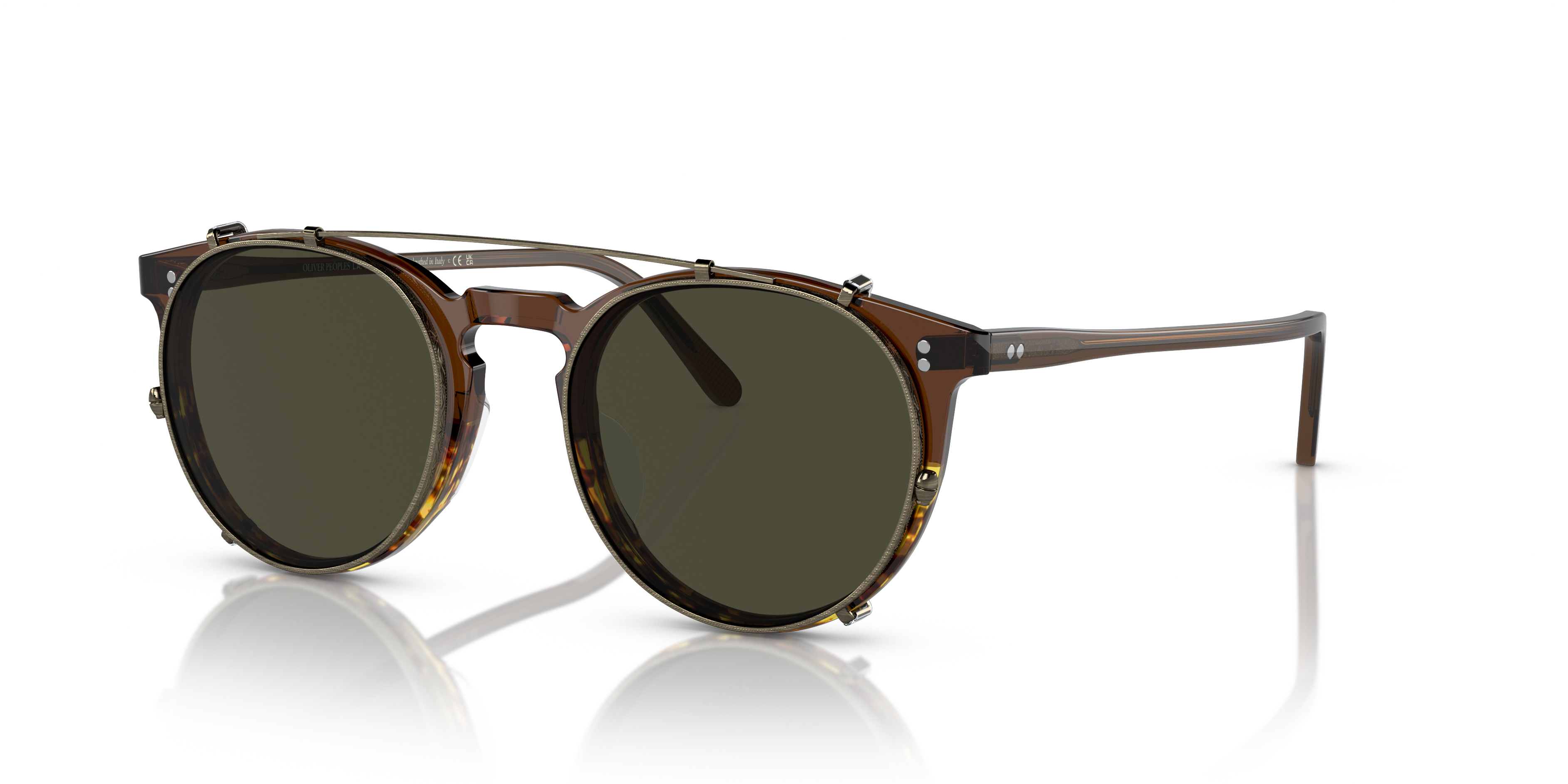 Oliver Peoples O'Malley OV5183CM clip-on in antique gold with G-15 lenses