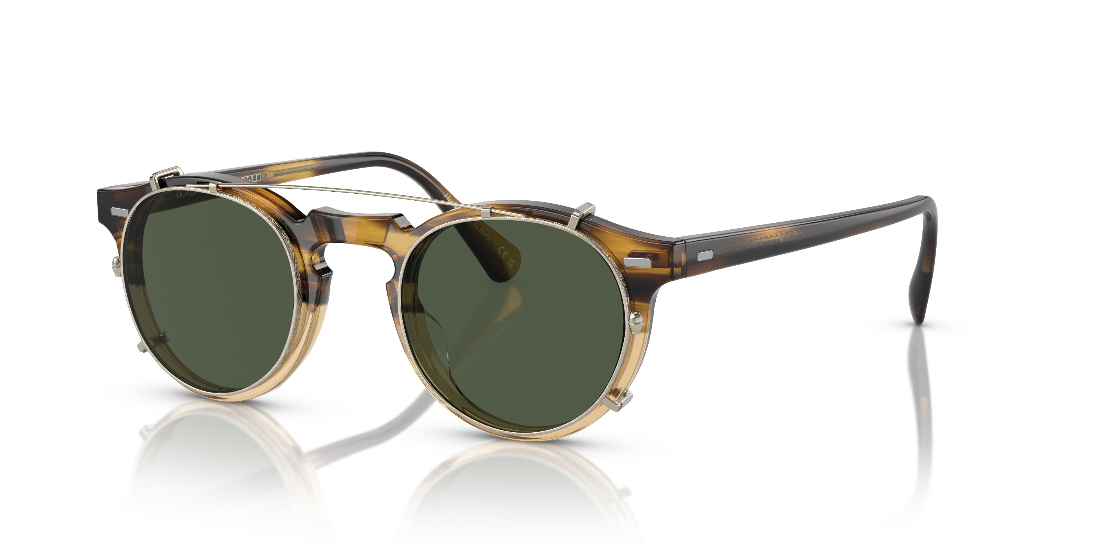 Oliver Peoples Gregory Peck OV5186CM clip-on in gold with polarised G-15 lenses