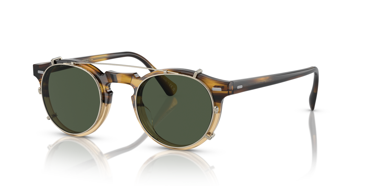 Oliver Peoples Gregory Peck OV5186CM clip-on in gold with polarised G-15 lenses