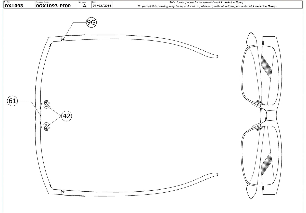 Exploded technical drawing of the Oakley Yarddog II OX1093 Glasses Replacement Parts, with each replacement part numbered