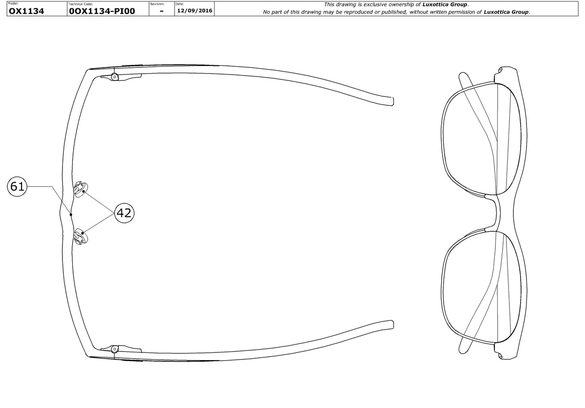 Exploded technical drawing of the Oakley Ponder OX1134 Glasses Replacement Parts, with each replacement part numbered