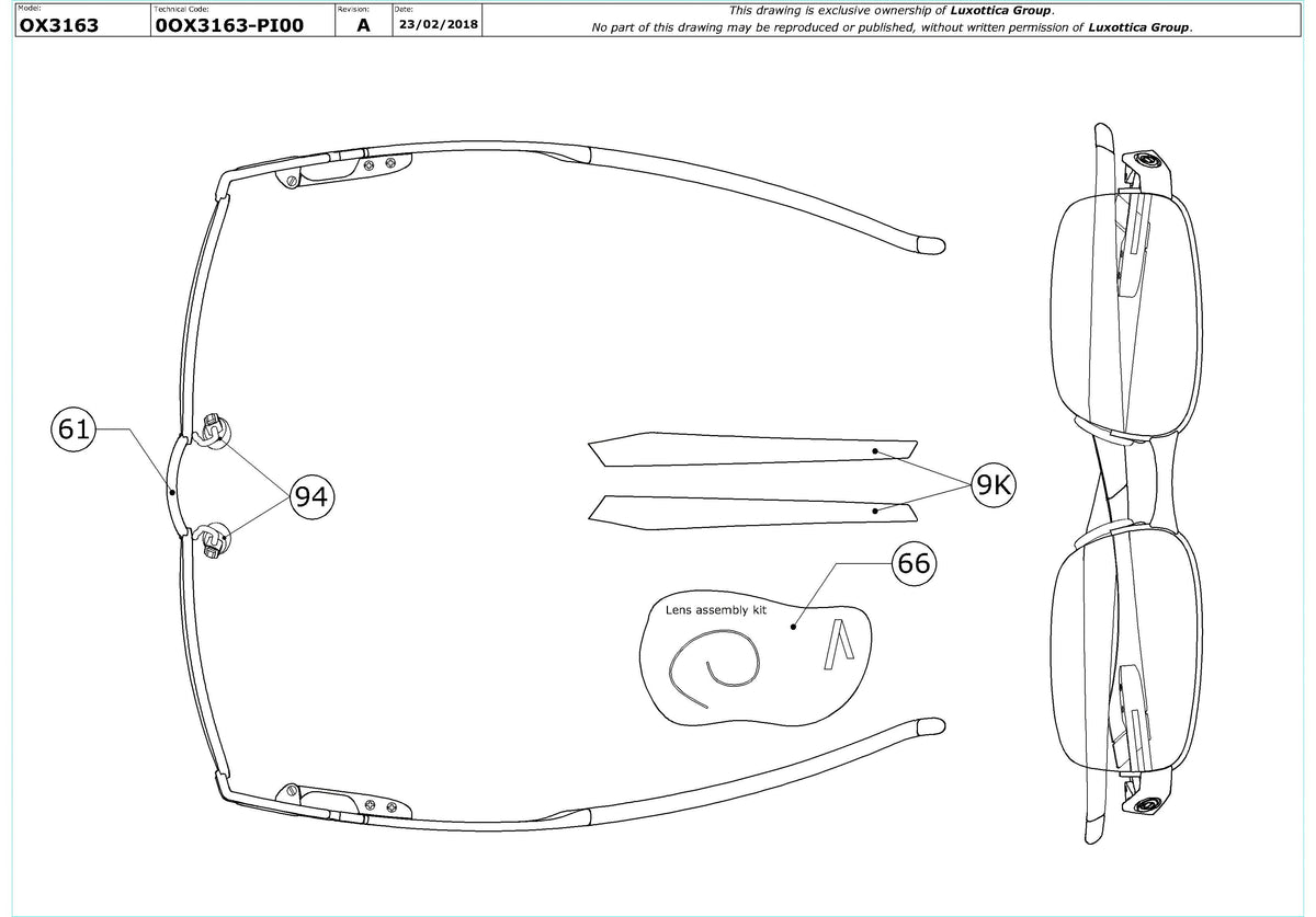 Enlarged technical drawing of the Oakley Backwind 0.5 OX3163 Glasses Replacement Parts