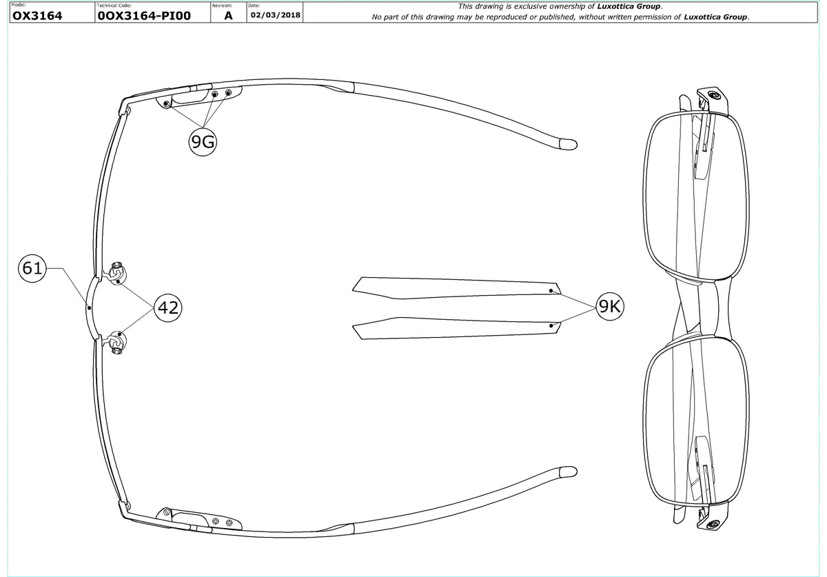 Enlarged technical drawing of the Oakley Backwind OX3164 Glasses Replacement Parts