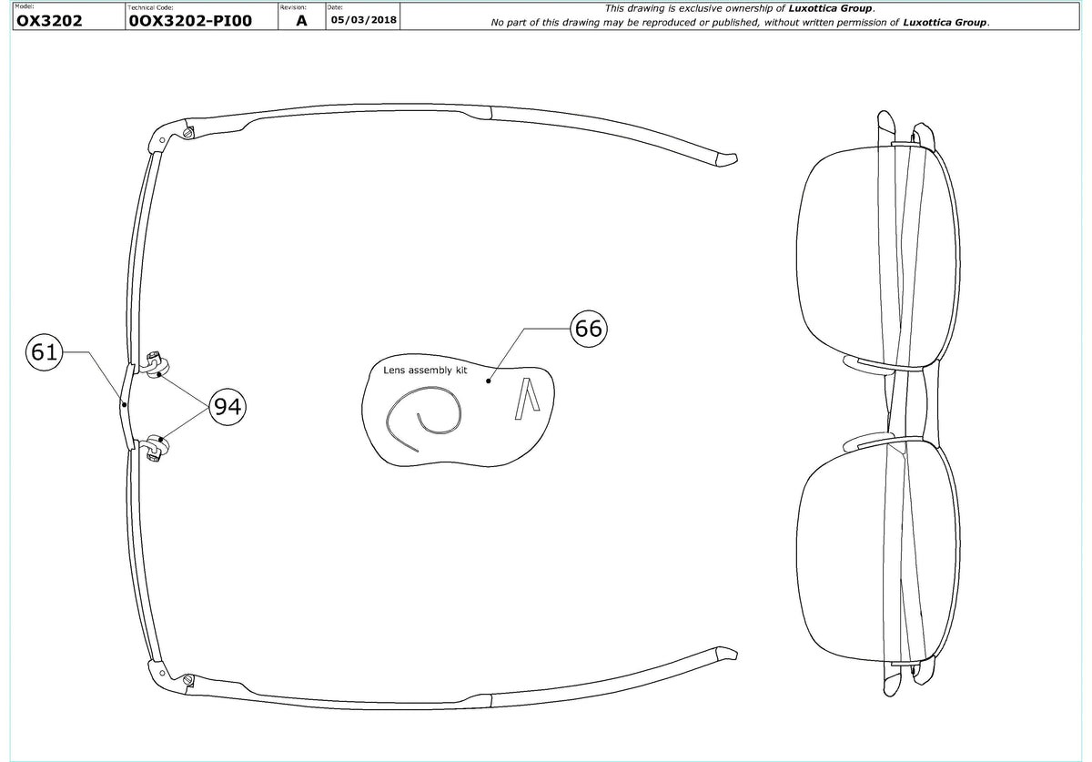 Enlarged technical drawing of the Oakley Taproom 0.5 OX3202 Glasses Replacement Parts