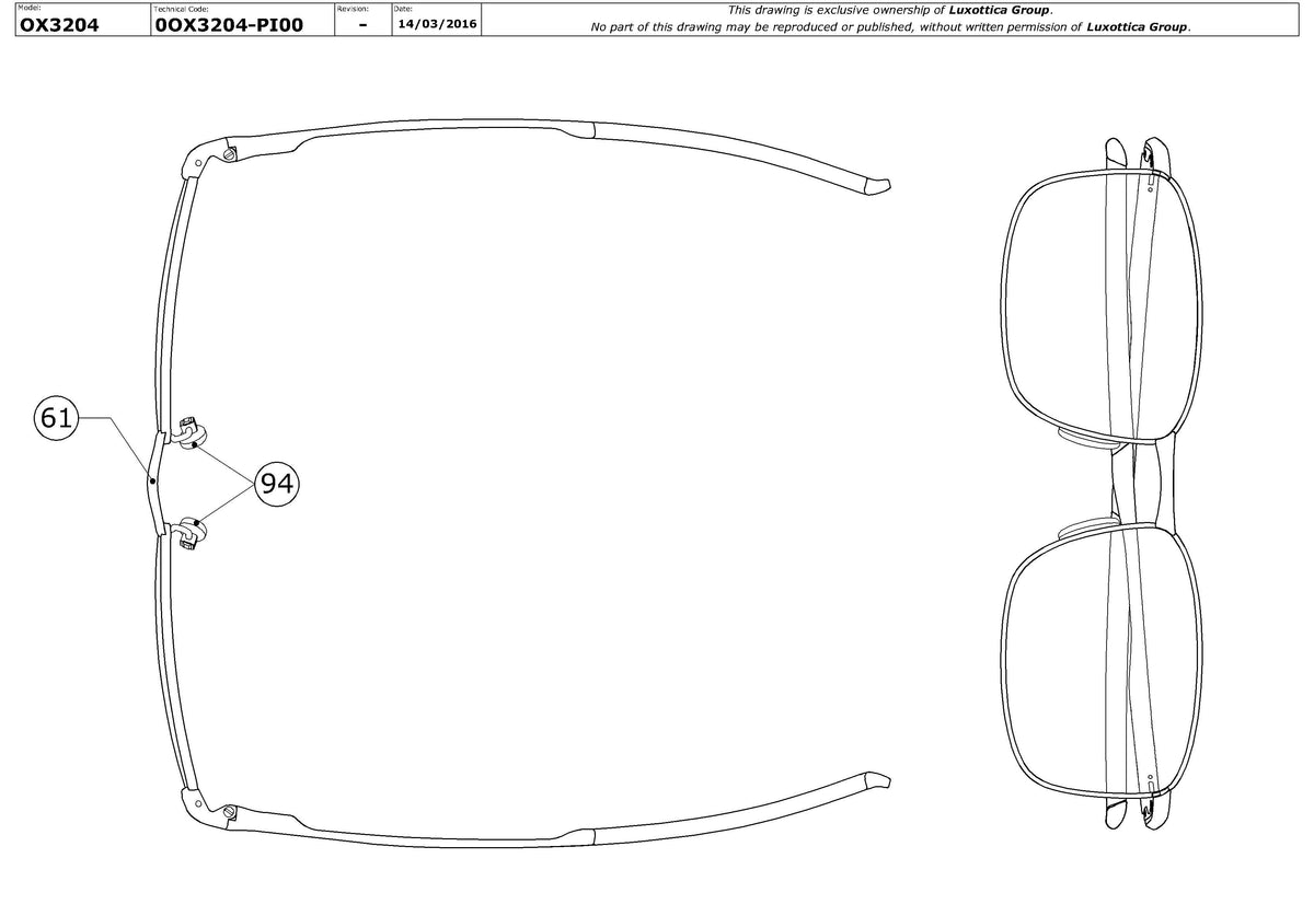Exploded technical drawing of the Oakley Taproom OX3204 Glasses Replacement Parts, with each replacement part numbered