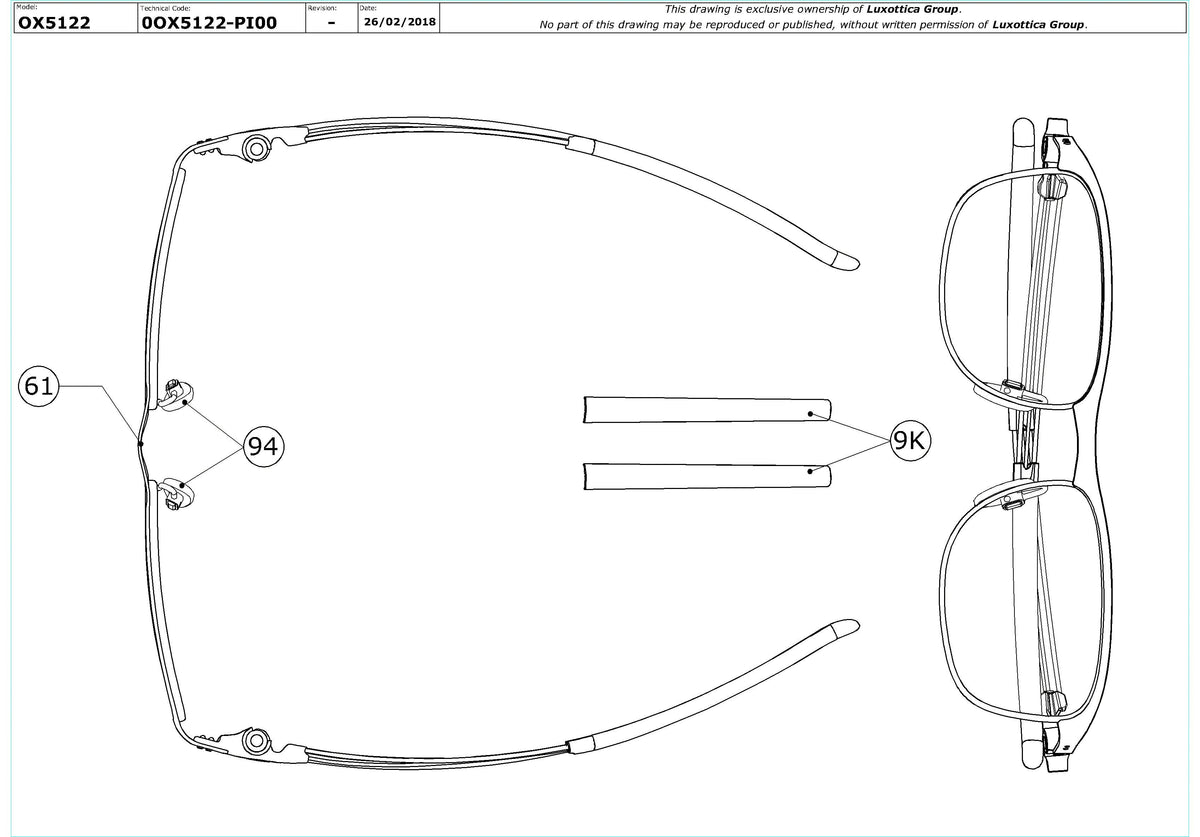 Enlarged technical drawing of the Oakley Truss Rod R OX5122 Glasses Replacement Parts