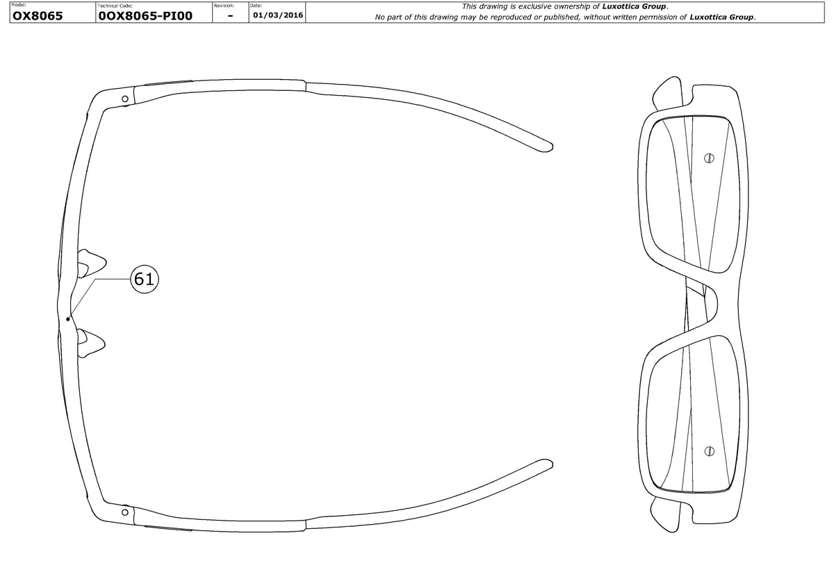 Exploded technical drawing of the Oakley Airdrop (A) OX8065 Glasses Replacement Parts, with each replacement part numbered