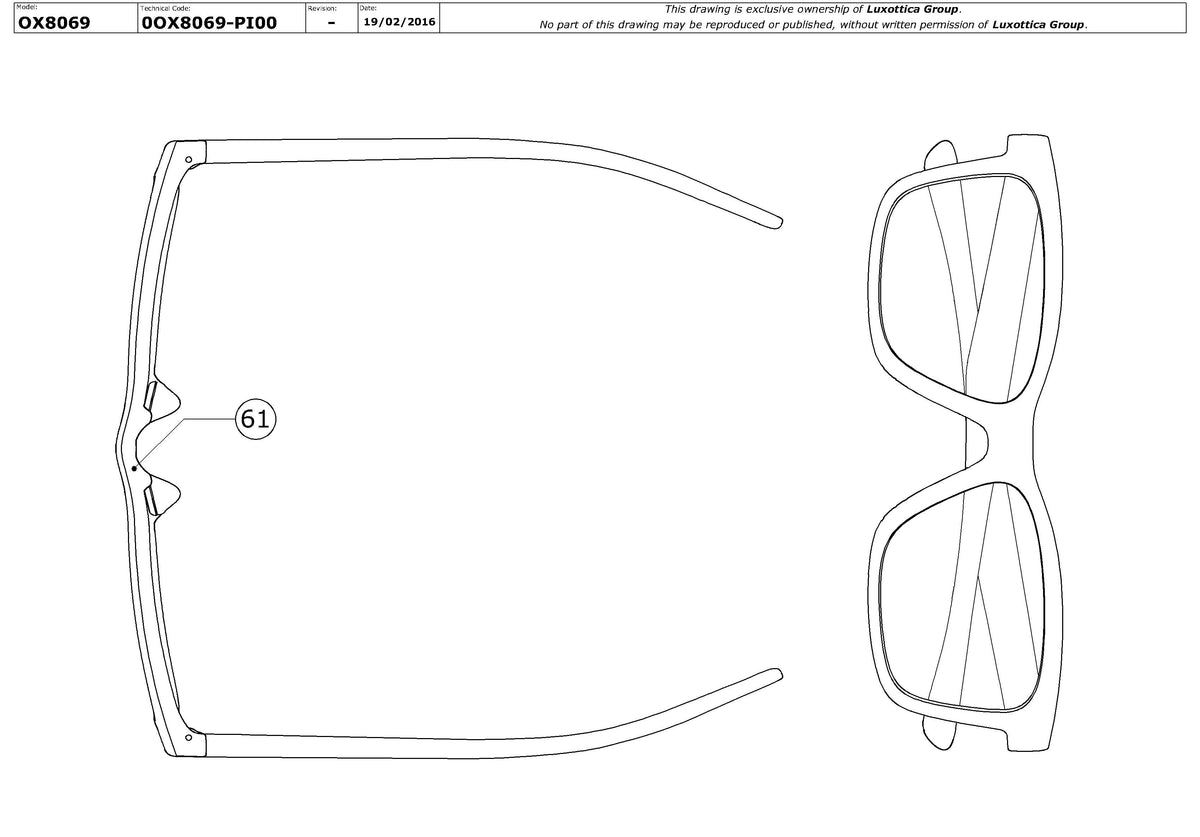 Exploded technical drawing of the Oakley Fenceline OX8069 Glasses Replacement Parts, with each replacement part numbered