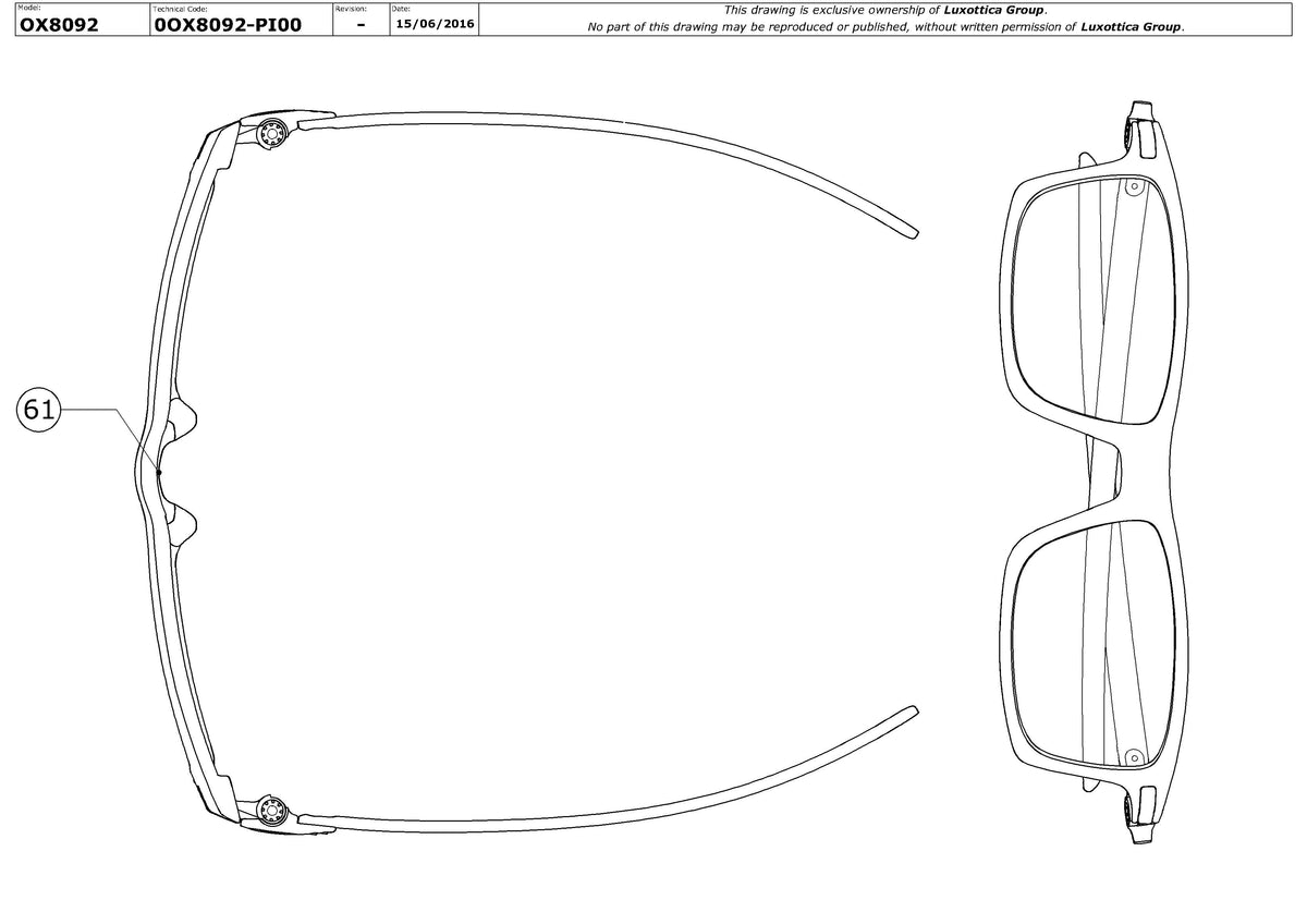 Exploded technical drawing of the Oakley Pitchman Carbon OX8092 Glasses Replacement Parts, with each replacement part numbered