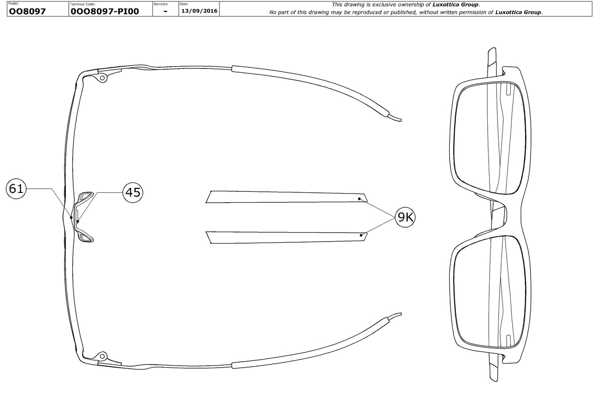 Enlarged technical drawing of the Oakley Steel Line S OX8097 Glasses Replacement Parts