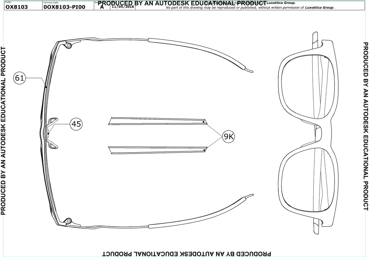 Exploded technical drawing of the Oakley Steel Line R OX8103 Glasses Replacement Parts, with each replacement part numbered