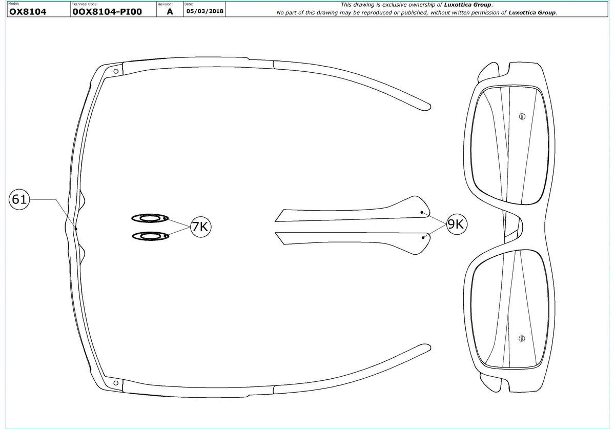 Exploded technical drawing of the Oakley Traildrop OX8104 Glasses Replacement Parts, with each replacement part numbered