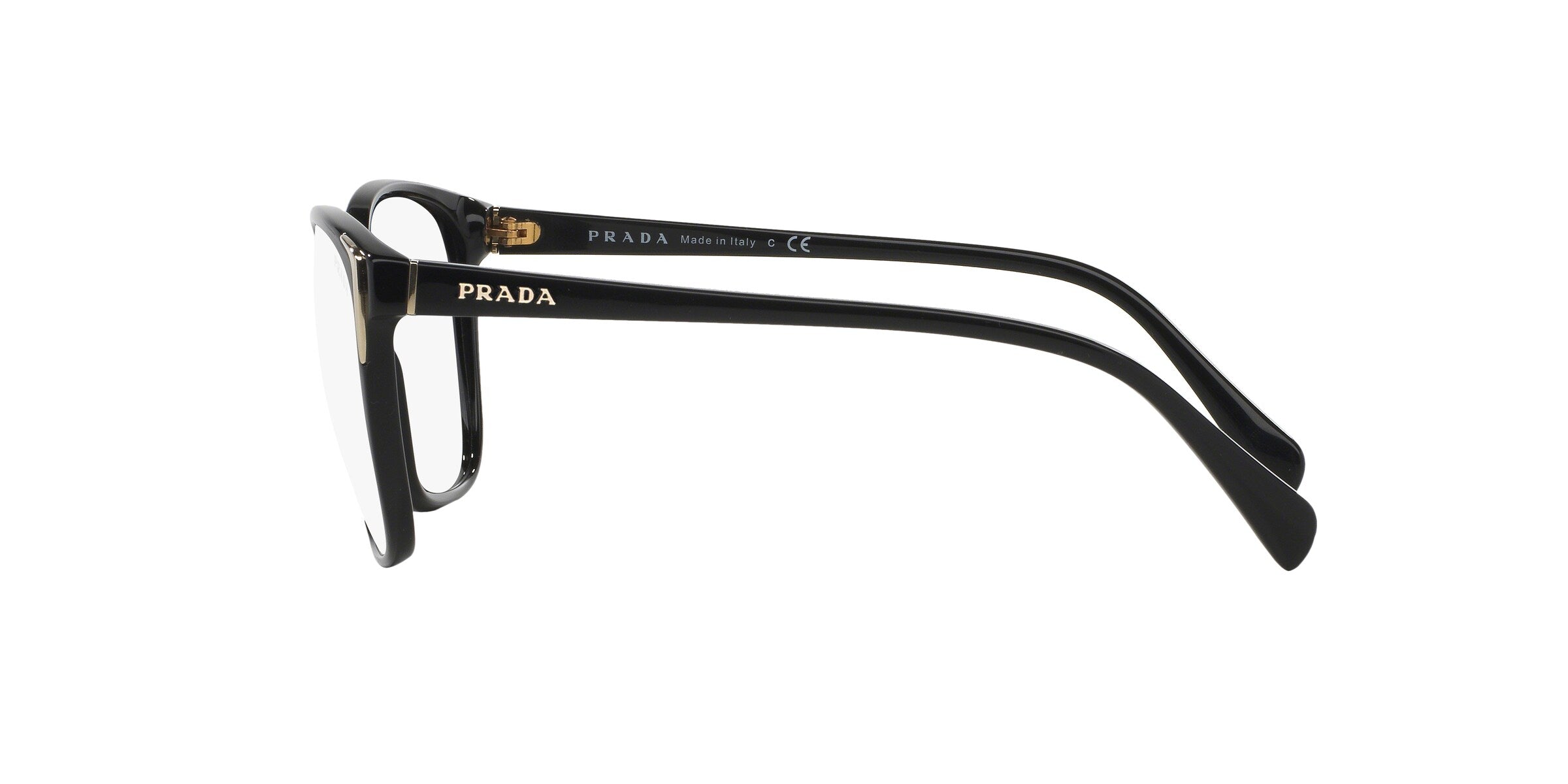 Prada PR 01OS 1AB09H Black, side view showing the temple