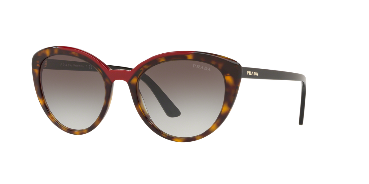 Prada PR 02VS 3200A7 Havana/Red, three-quarter view