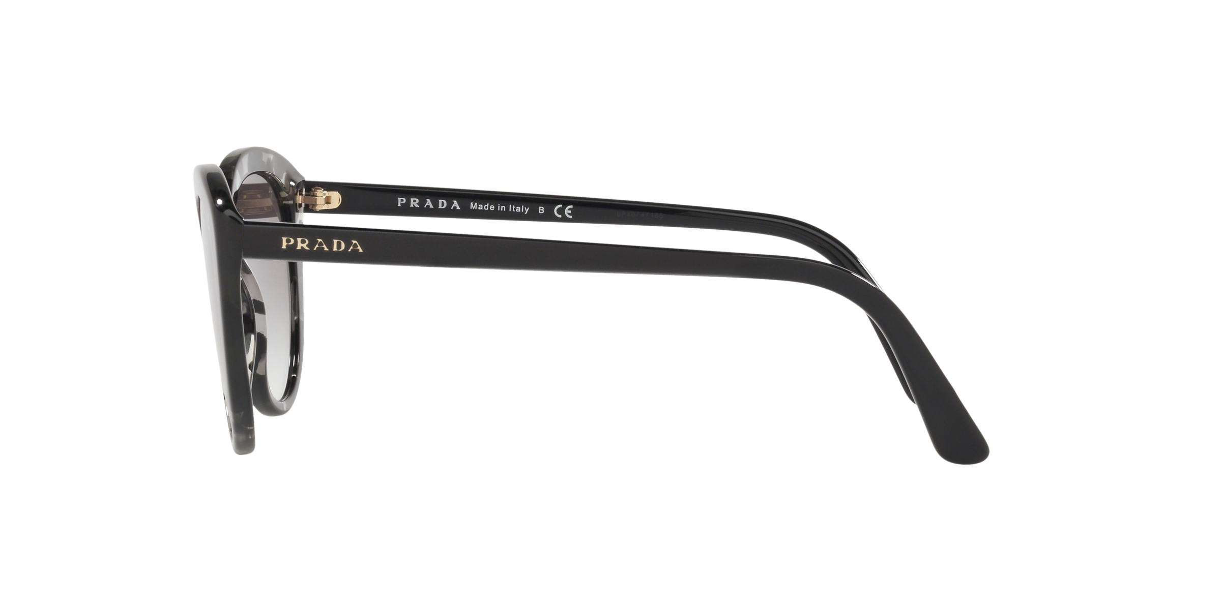 Prada PR 02VS 5280A7 Grey Havana, side view showing the temple