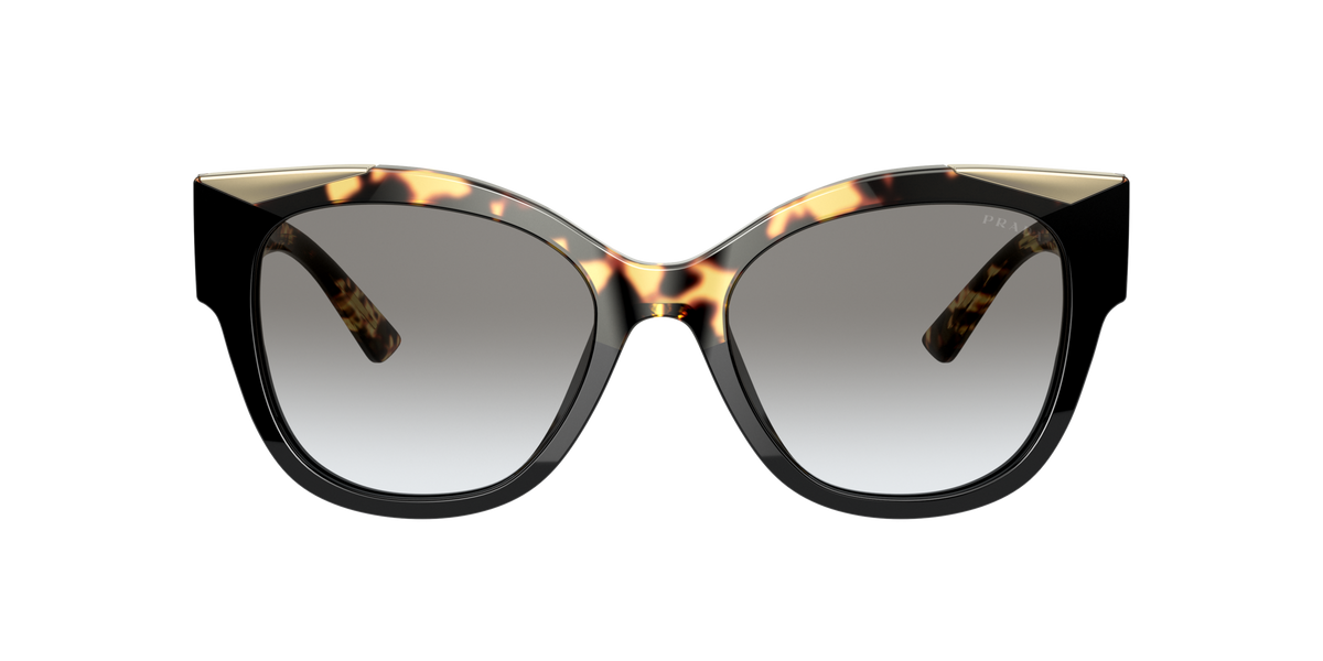 Prada PR 02WS Black/Medium Havana 01M0A7 three-quarter view