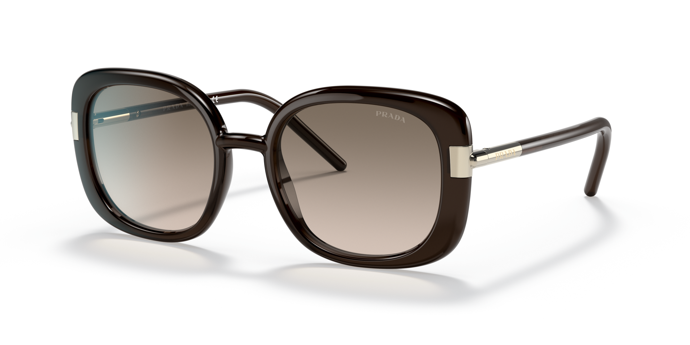 Prada PR 04WS Crystal Dark Brown 05M3D0 three-quarter view