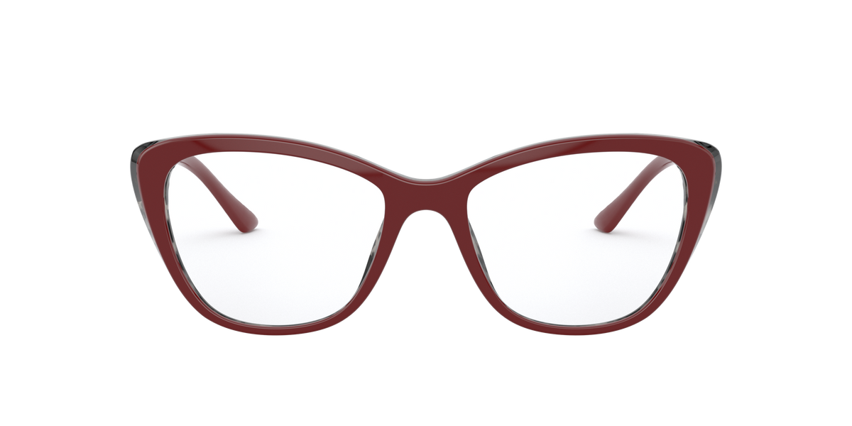 Prada PR 04WV Bordeaux/Grey Havana 07H1O1 three-quarter view