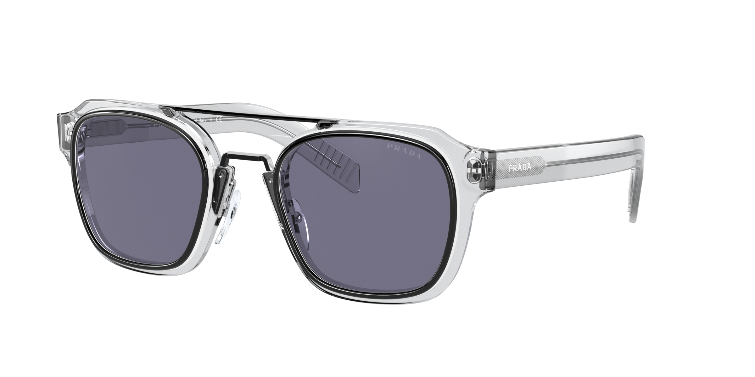 Prada PR 07WS Black/White/Grey 04L420 three-quarter view