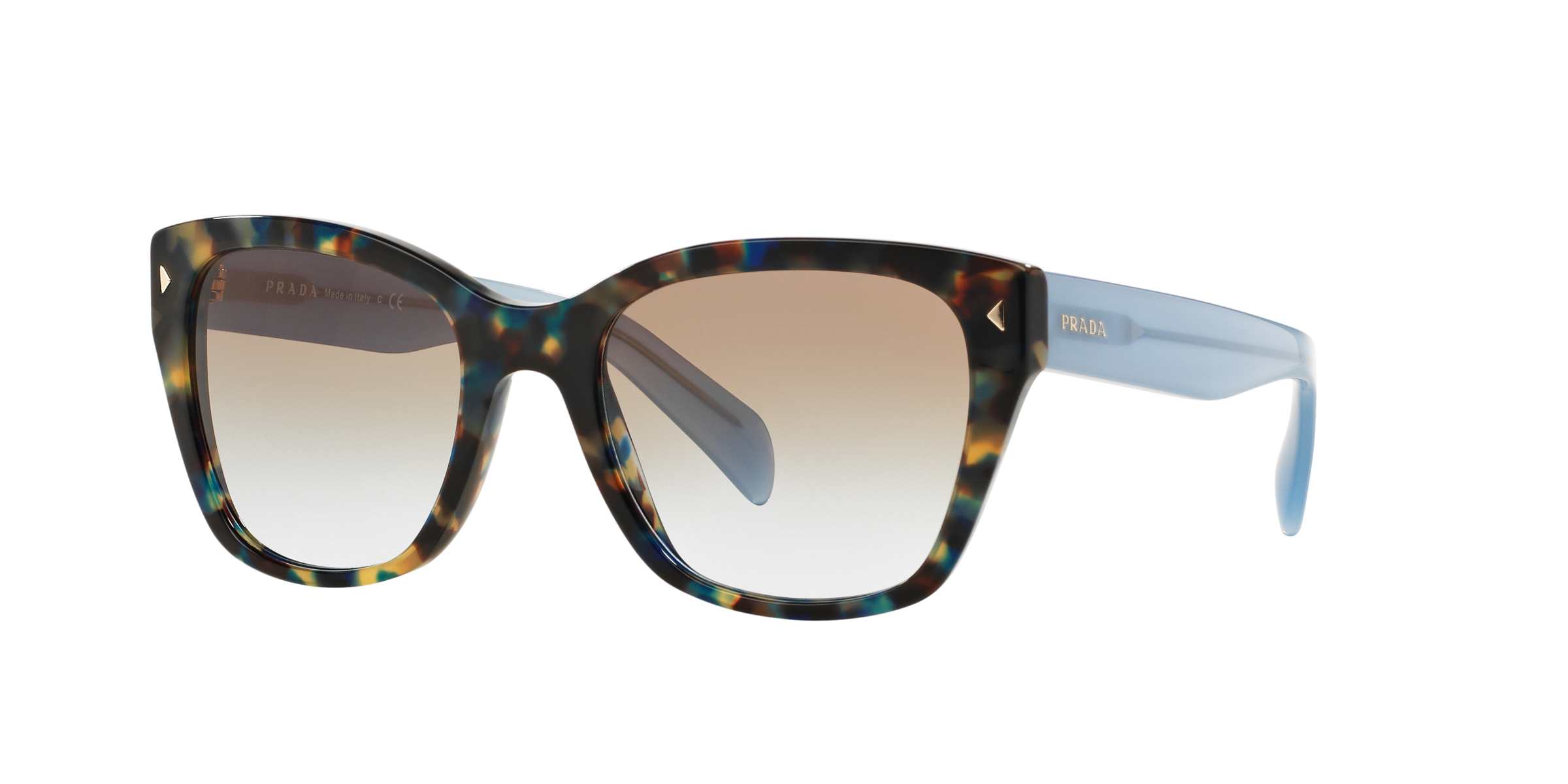 Prada PR 09SS Spotted Brown Blue UE14S2 three-quarter view