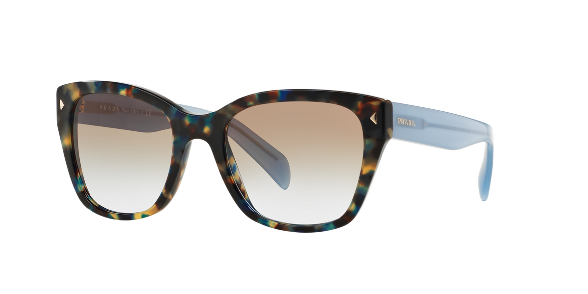 Prada PR 09SS Spotted Brown Blue UE14S2 three-quarter view