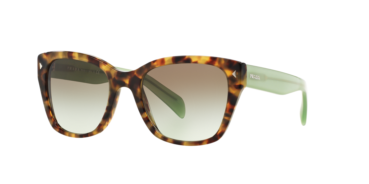 Prada PR 09SS Spotted Brown Green UEZ4K1 three-quarter view