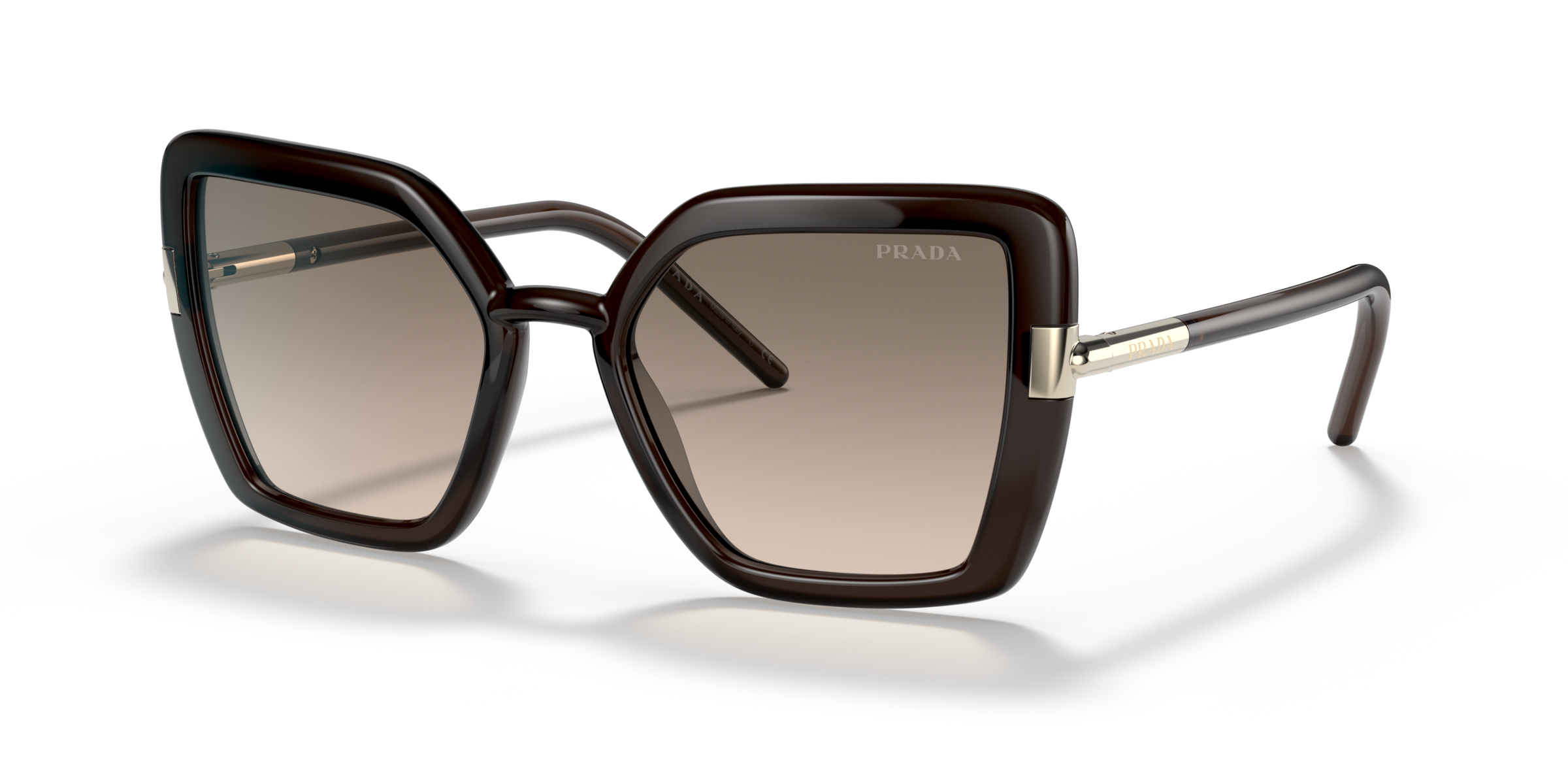 Prada PR 09WS Crystal Dark Brown 05M3D0 three-quarter view