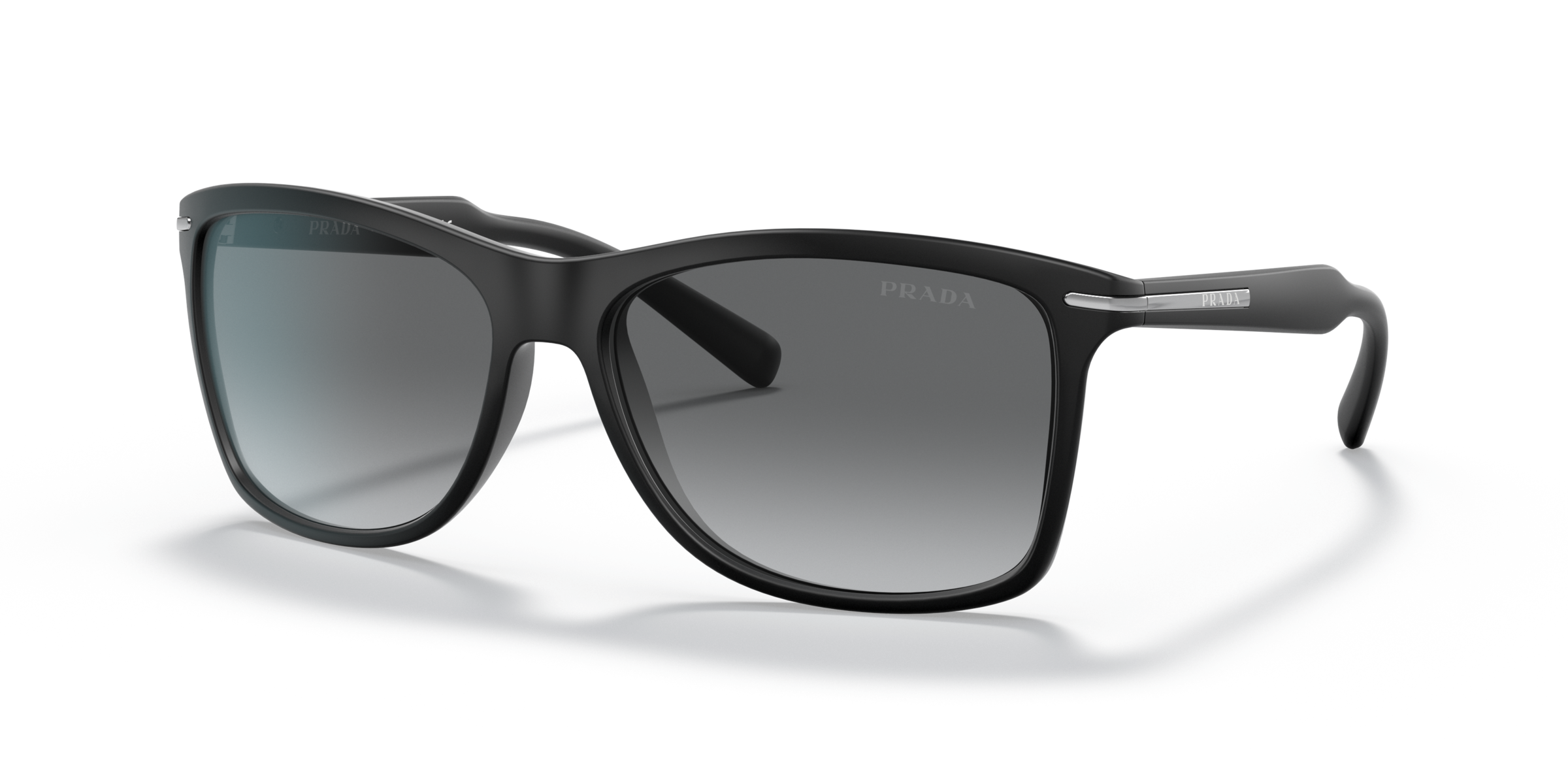 Prada PR 10OS Black Demi Shiny 1BO3M1 three-quarter view