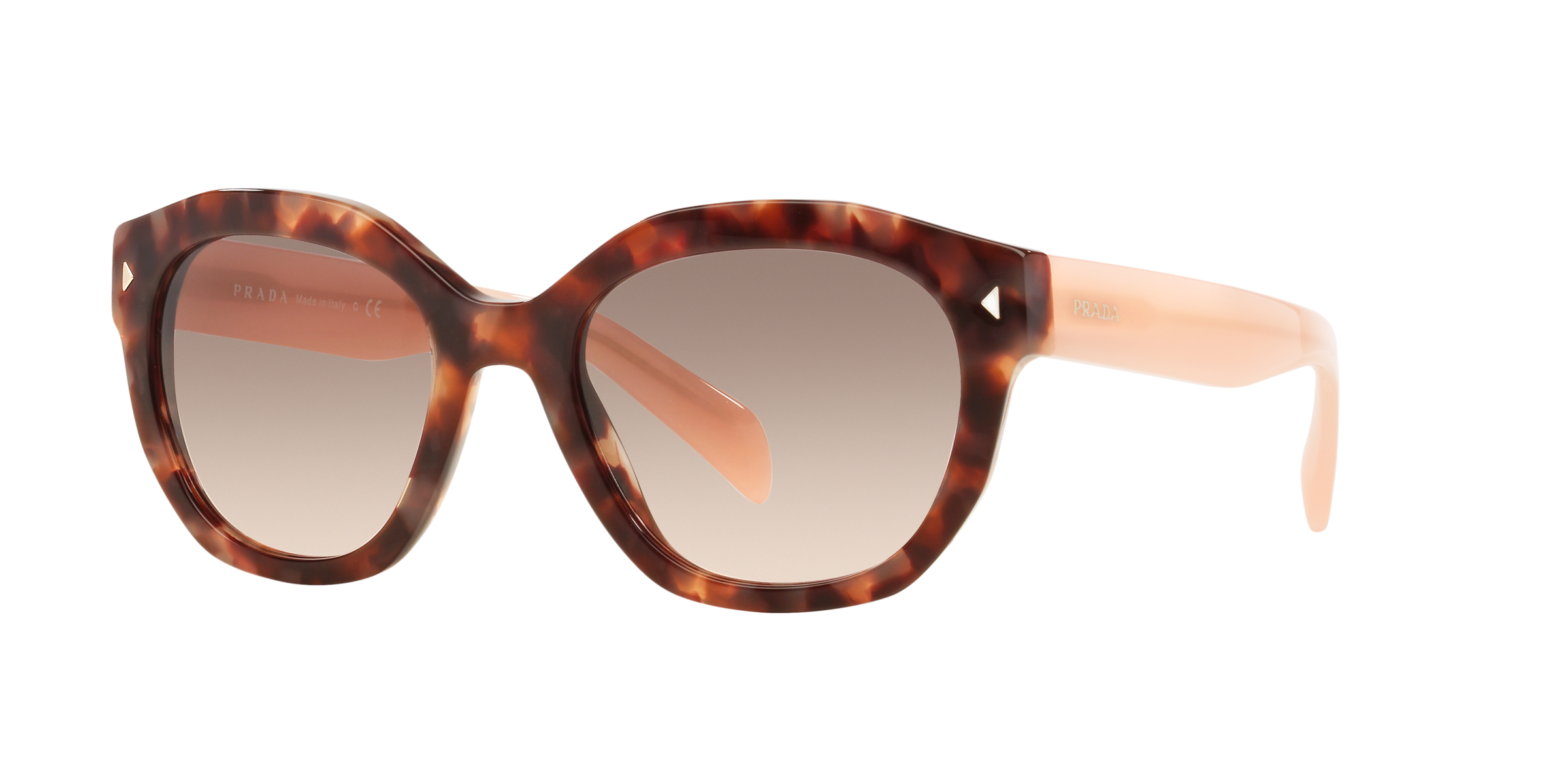 Prada PR 12SS Spotted Brown Pink UE04K0 three-quarter view