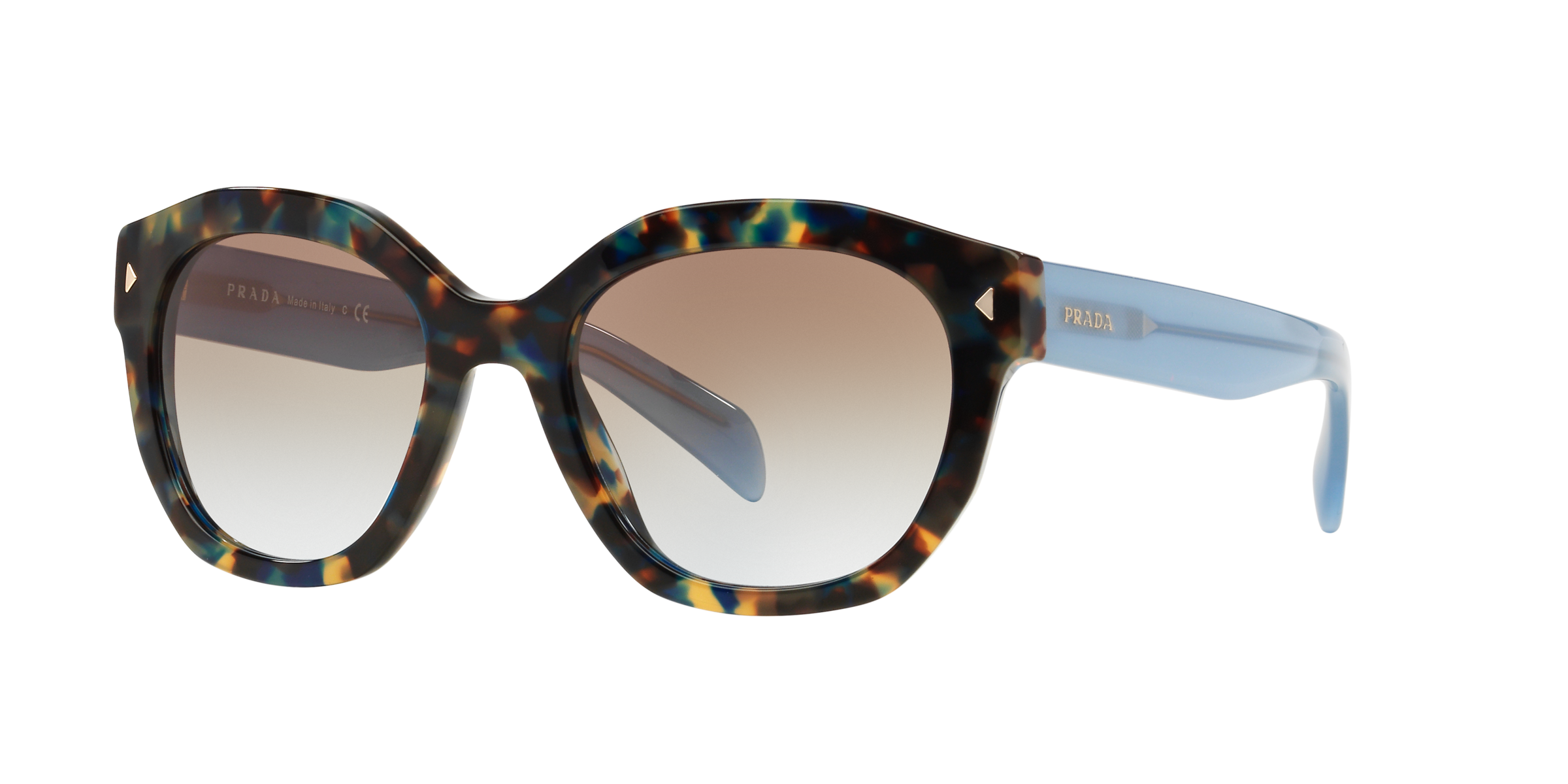 Prada PR 12SS Spotted Brown Blue UE14S2 three-quarter view