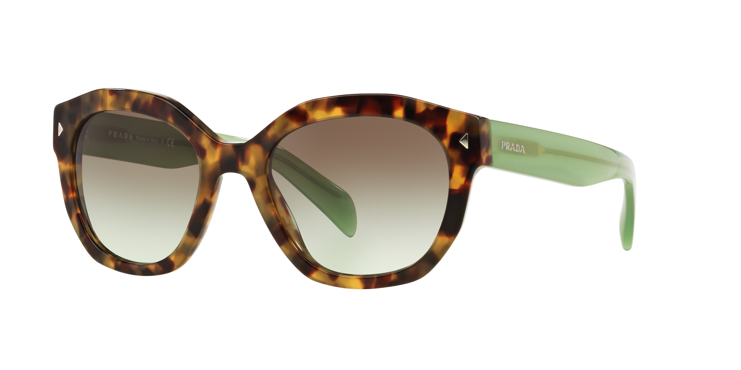 Prada PR 12SS Spotted Brown Green UEZ4K1 three-quarter view