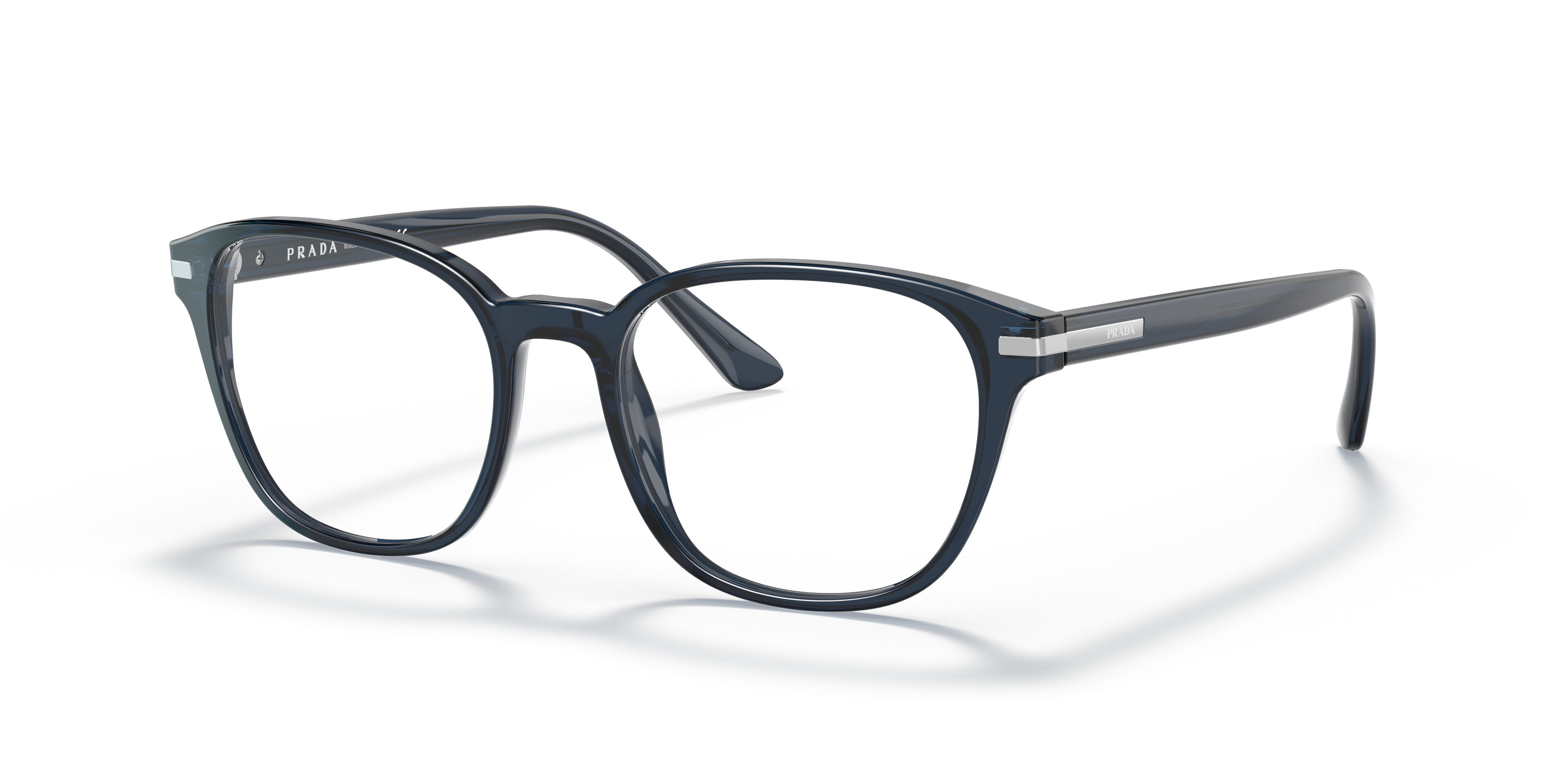 Prada PR 12WV Transparent Blue 08Q1O1 three-quarter view