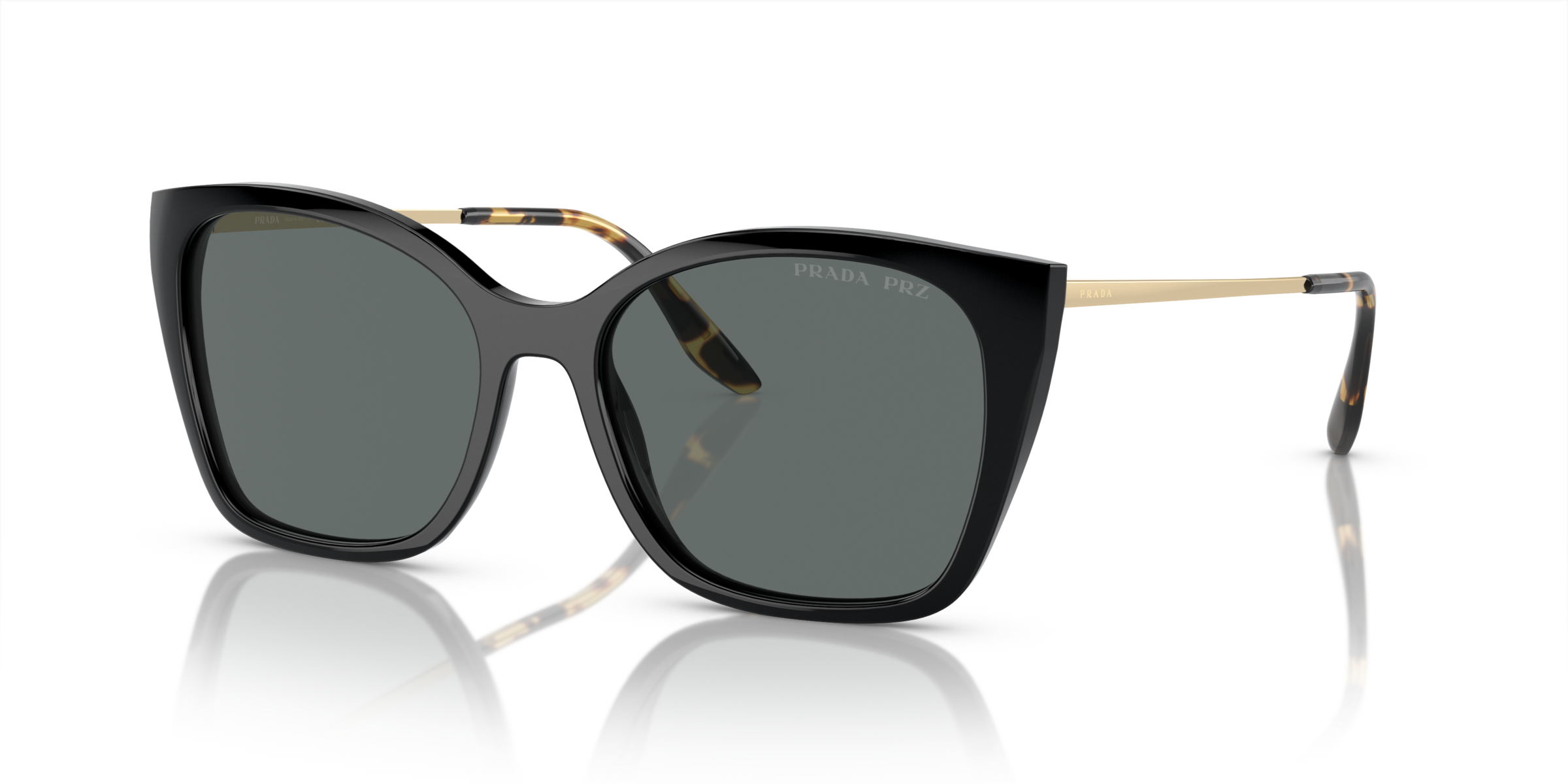 Prada PR 12XS Black 1AB5Z1 three-quarter view