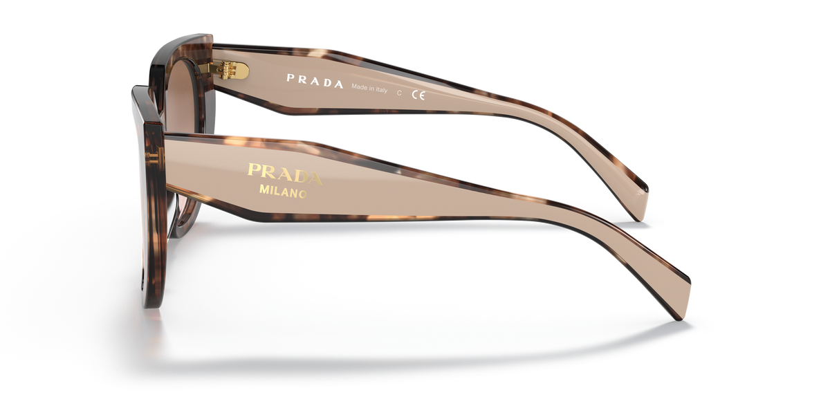 Prada PR 14WS 01R0A6 Caramel Tortoise/Powder, side view showing the temple