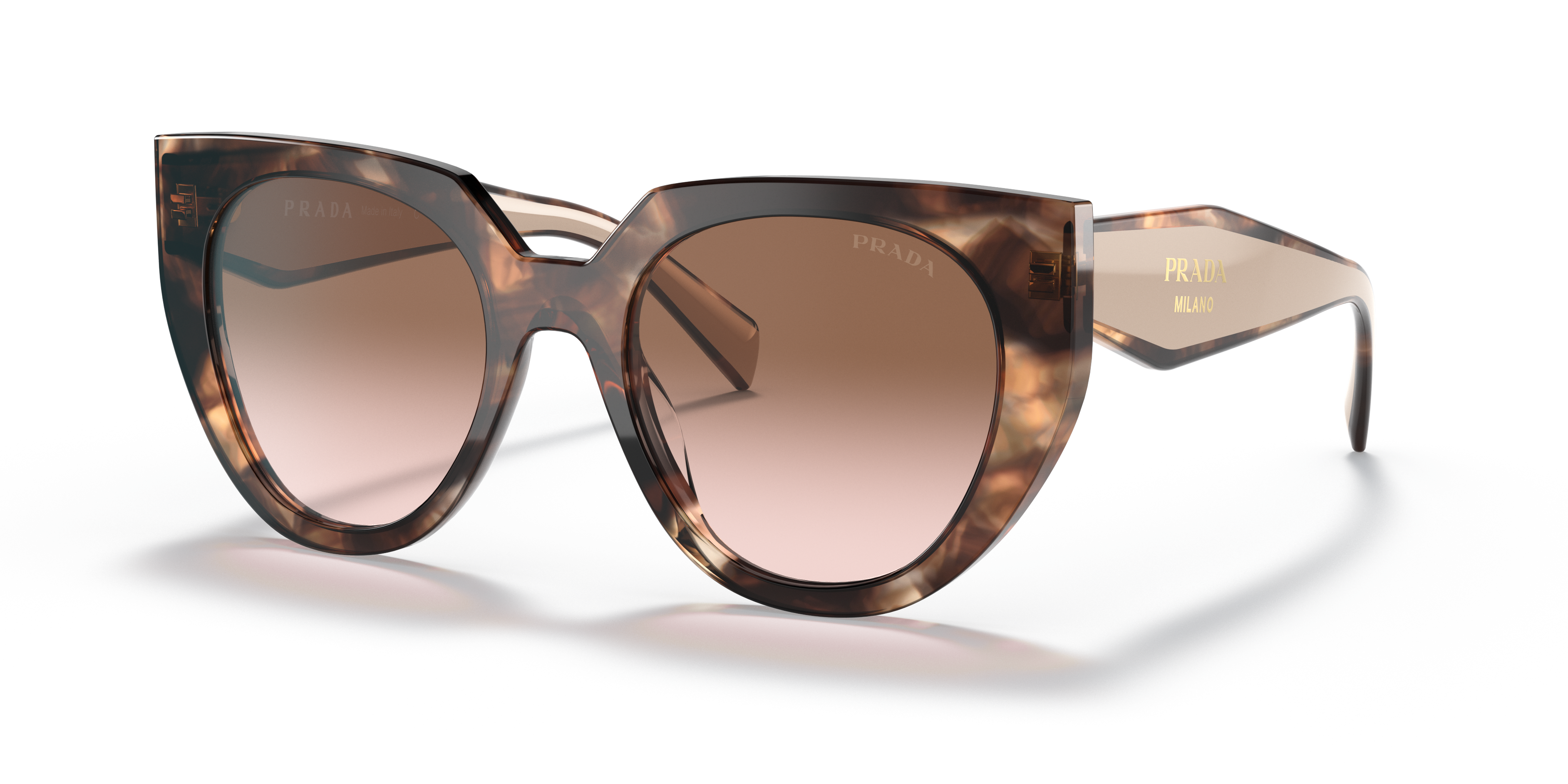 Prada PR 14WS 01R0A6 Caramel Tortoise/Powder, three-quarter view