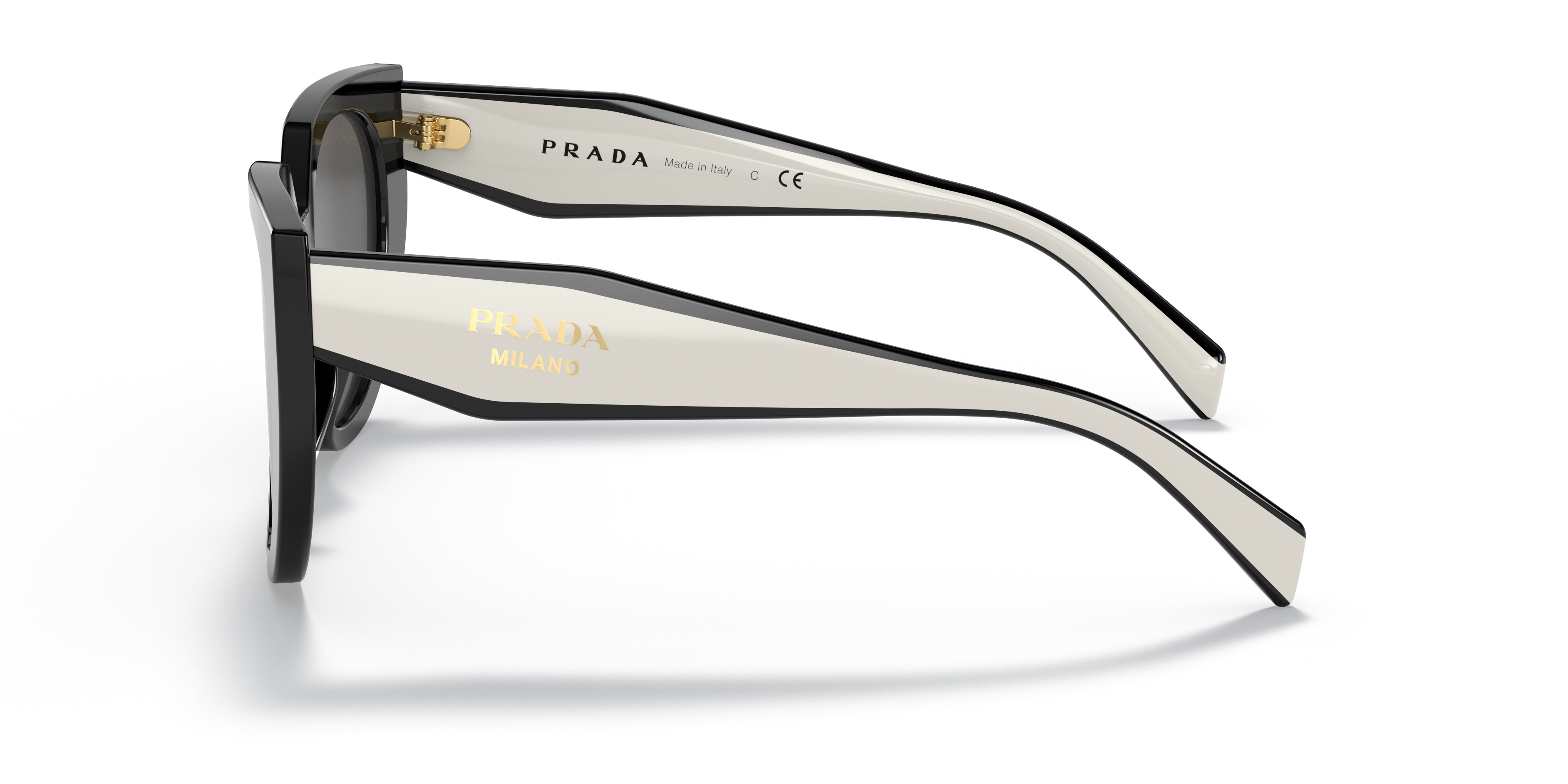 Prada PR 14WS 09Q5S0 Black/Talc, side view showing the temple