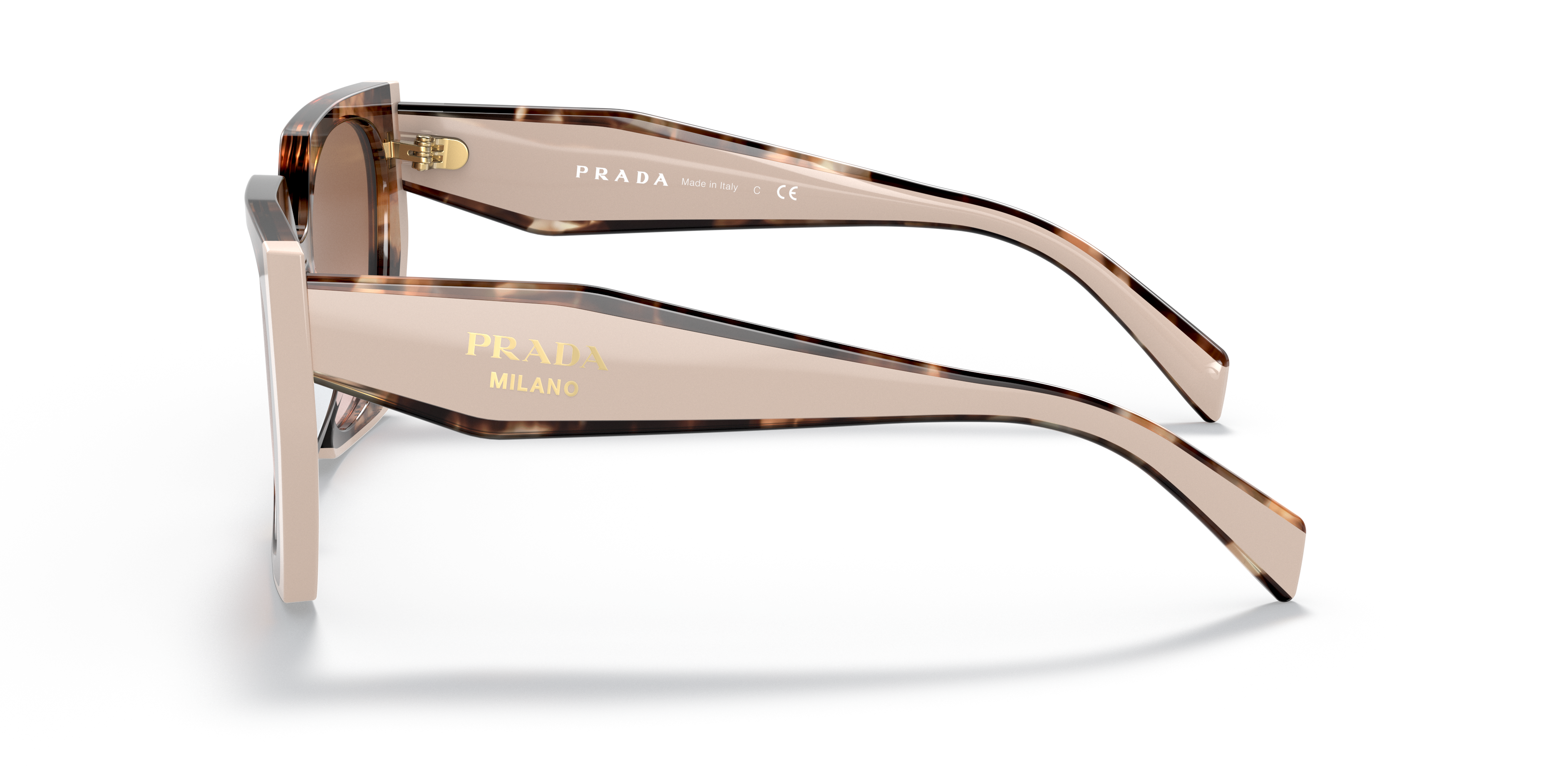 Prada PR 15WS 01R0A6 Tortoise Caramel/Powder, side view showing the temple