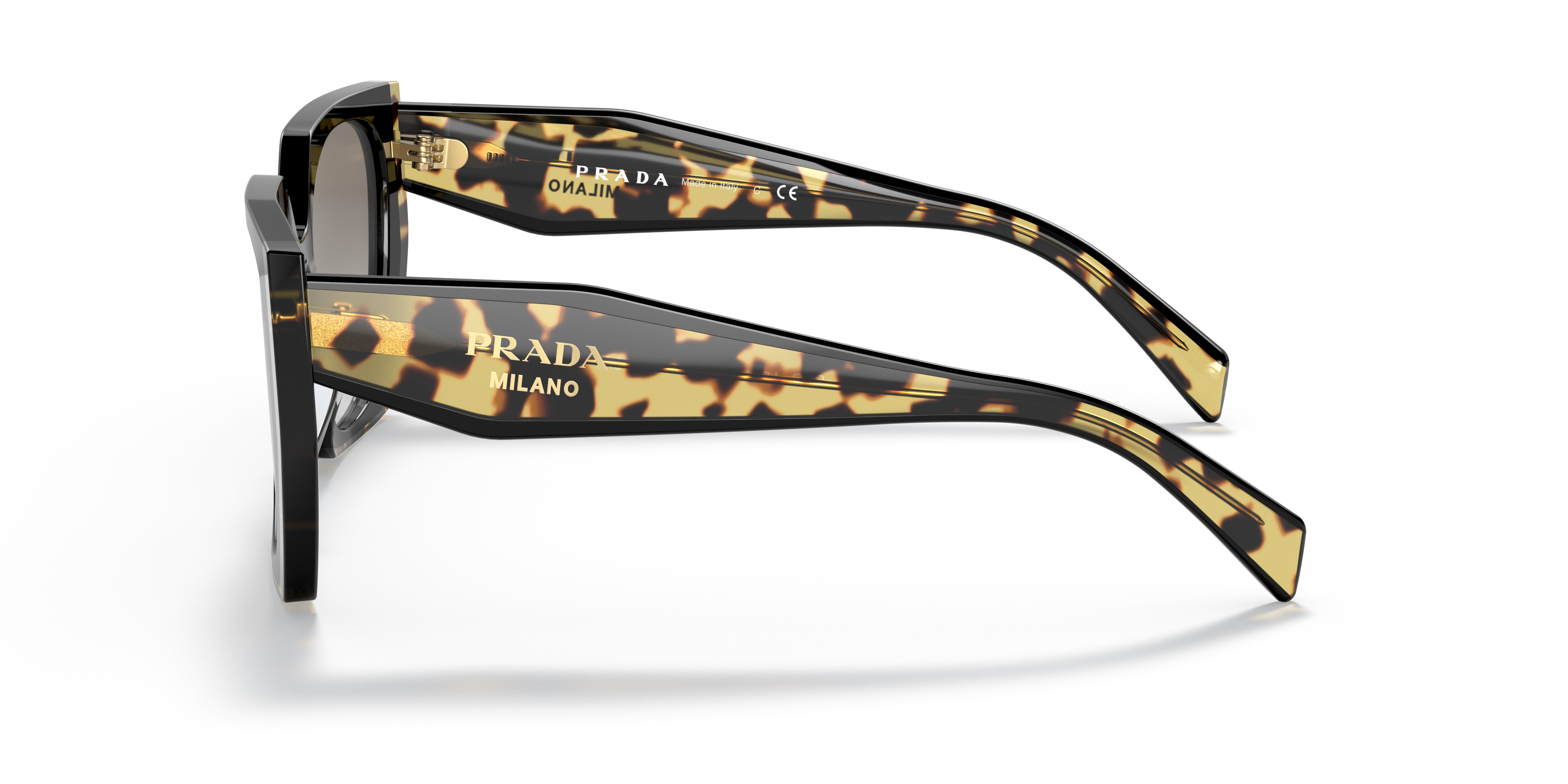 Prada PR 15WS 3890A7 Black/Medium Tortoise, side view showing the temple