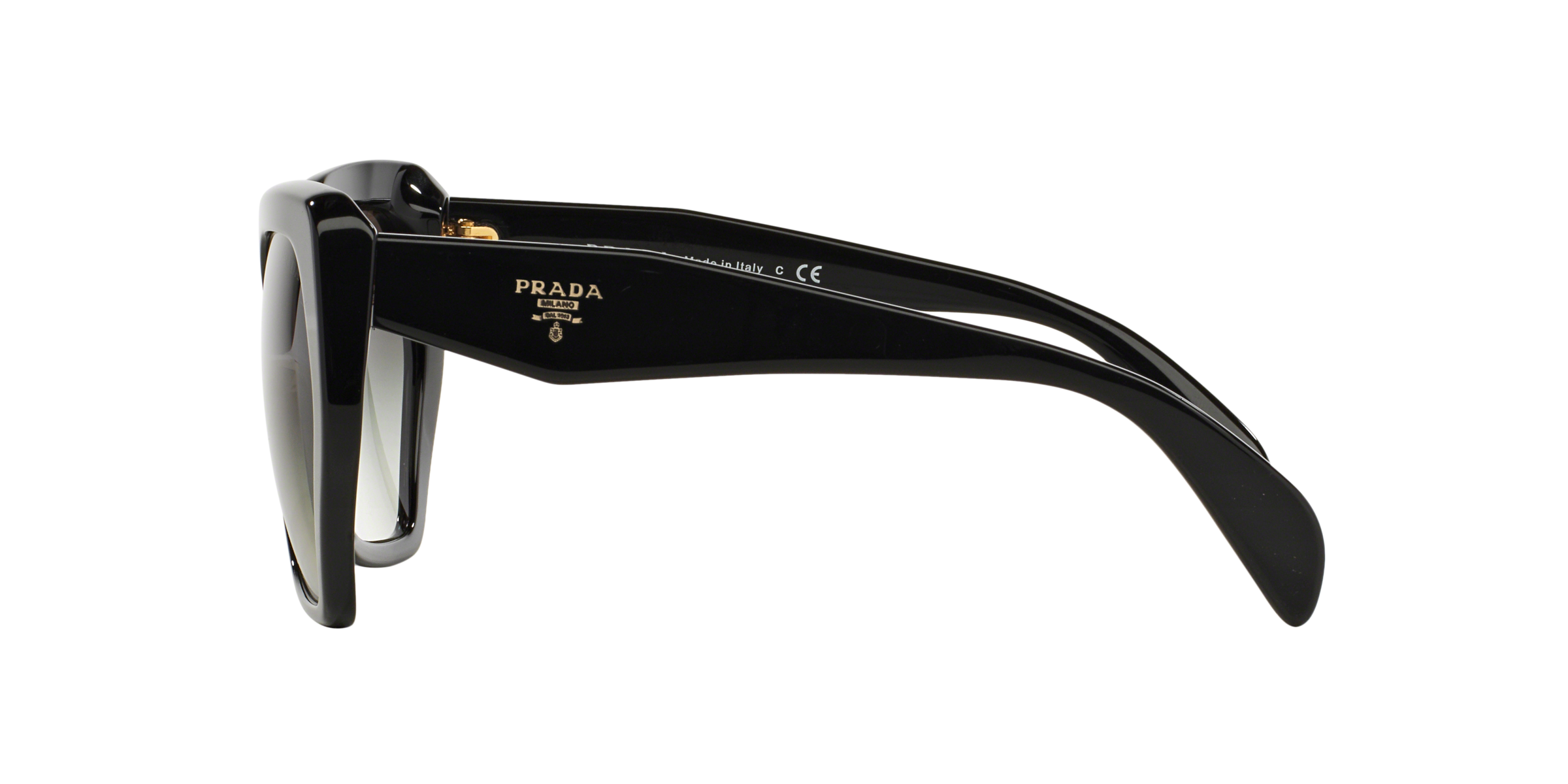 Prada PR 16RS 1AB0A7 Black, side view showing the temple