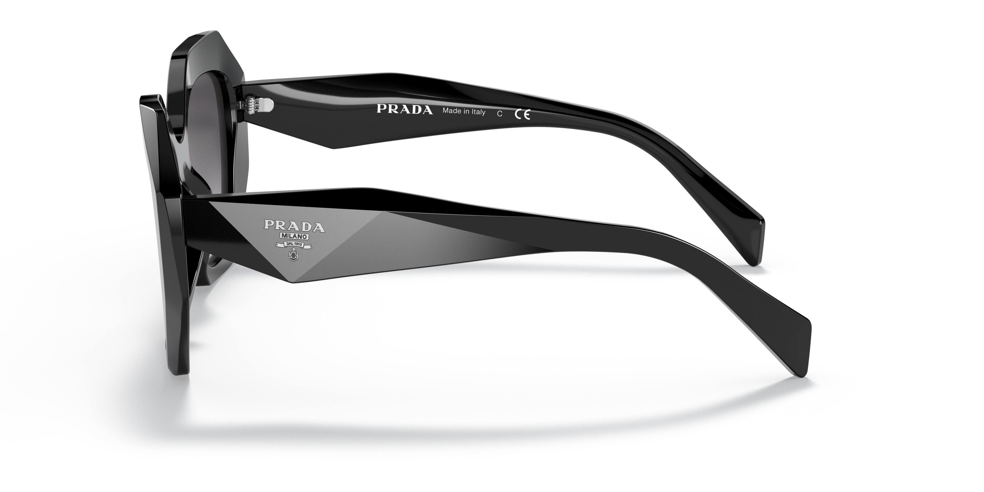Prada PR 16WS 1AB5D1 Black, side view showing the temple