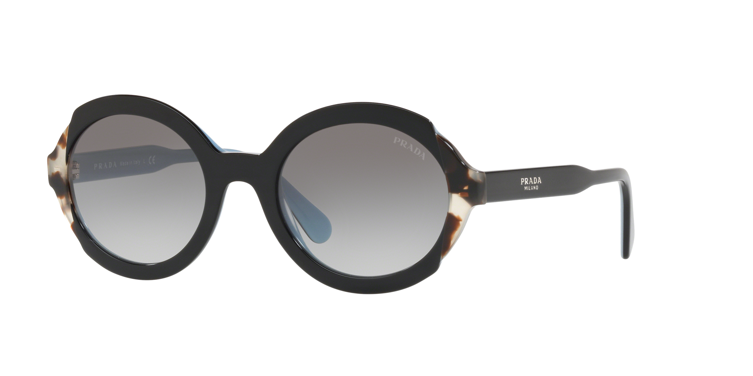 Prada PR 17US Top Black Azure/Spotted Brown KHR0A7 three-quarter view