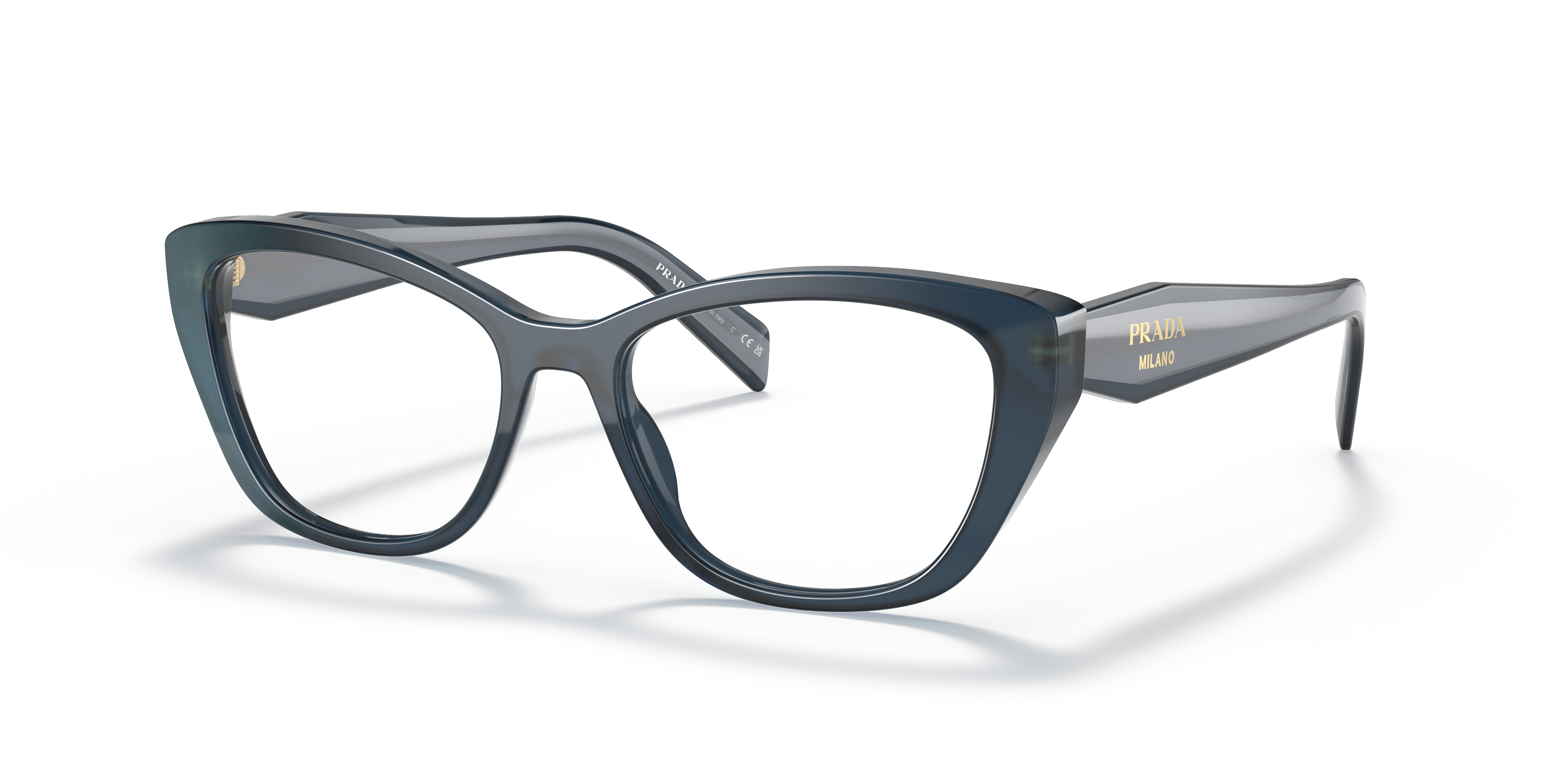 Prada PR 19WV Opal Blue 07Q1O1 three-quarter view