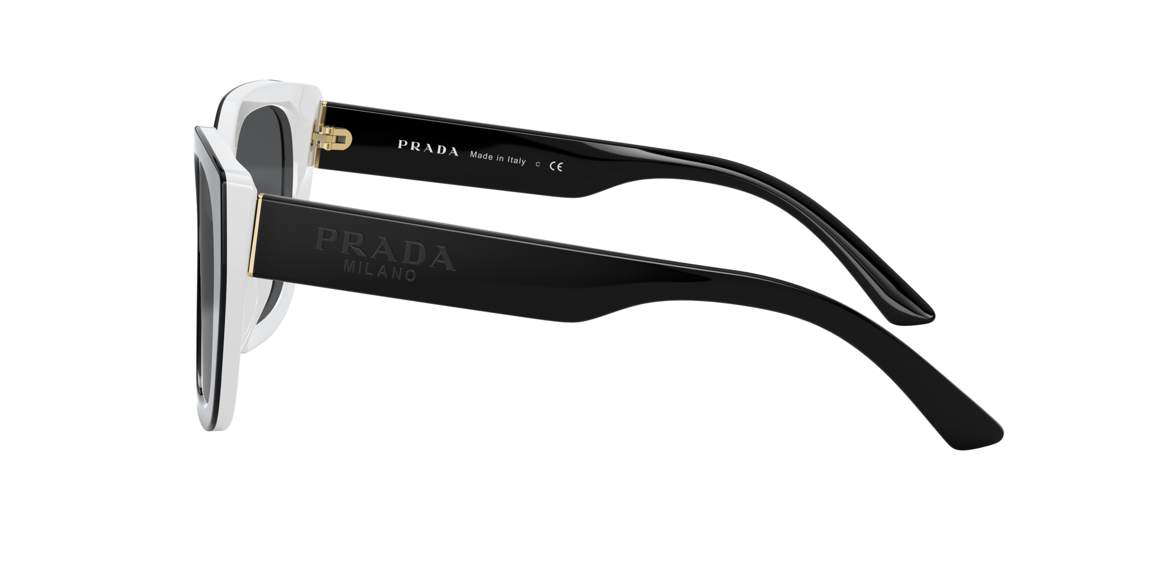 Prada PR 24XS YC45S0 Black/Ivory, side view showing the temple