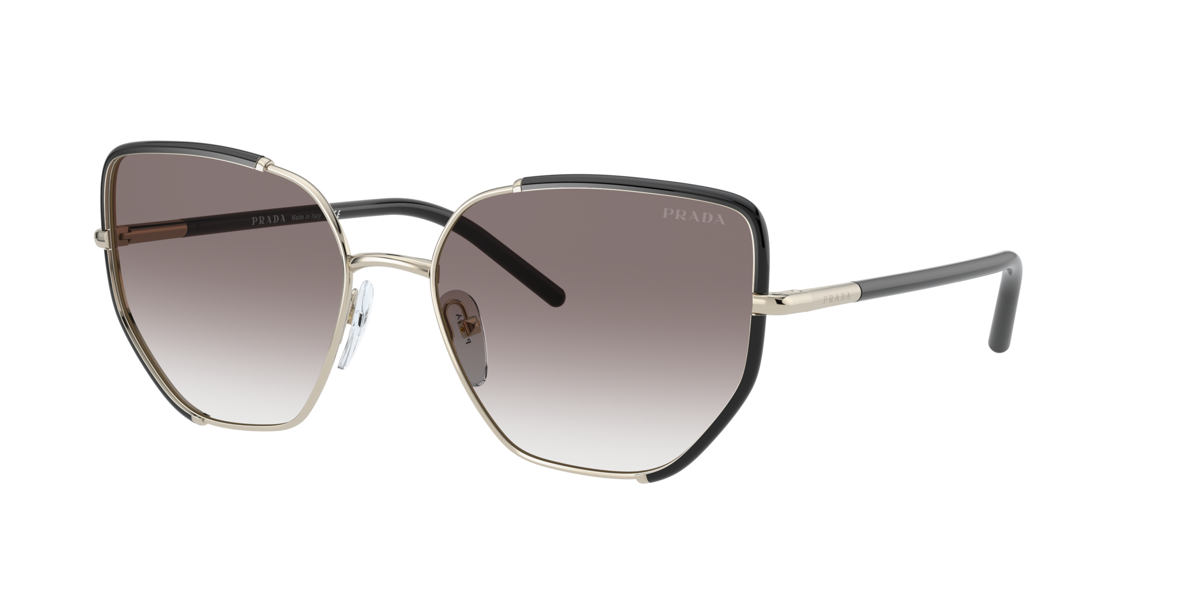 Prada PR 50WS Black/Pale Gold AAV0A7 three-quarter view
