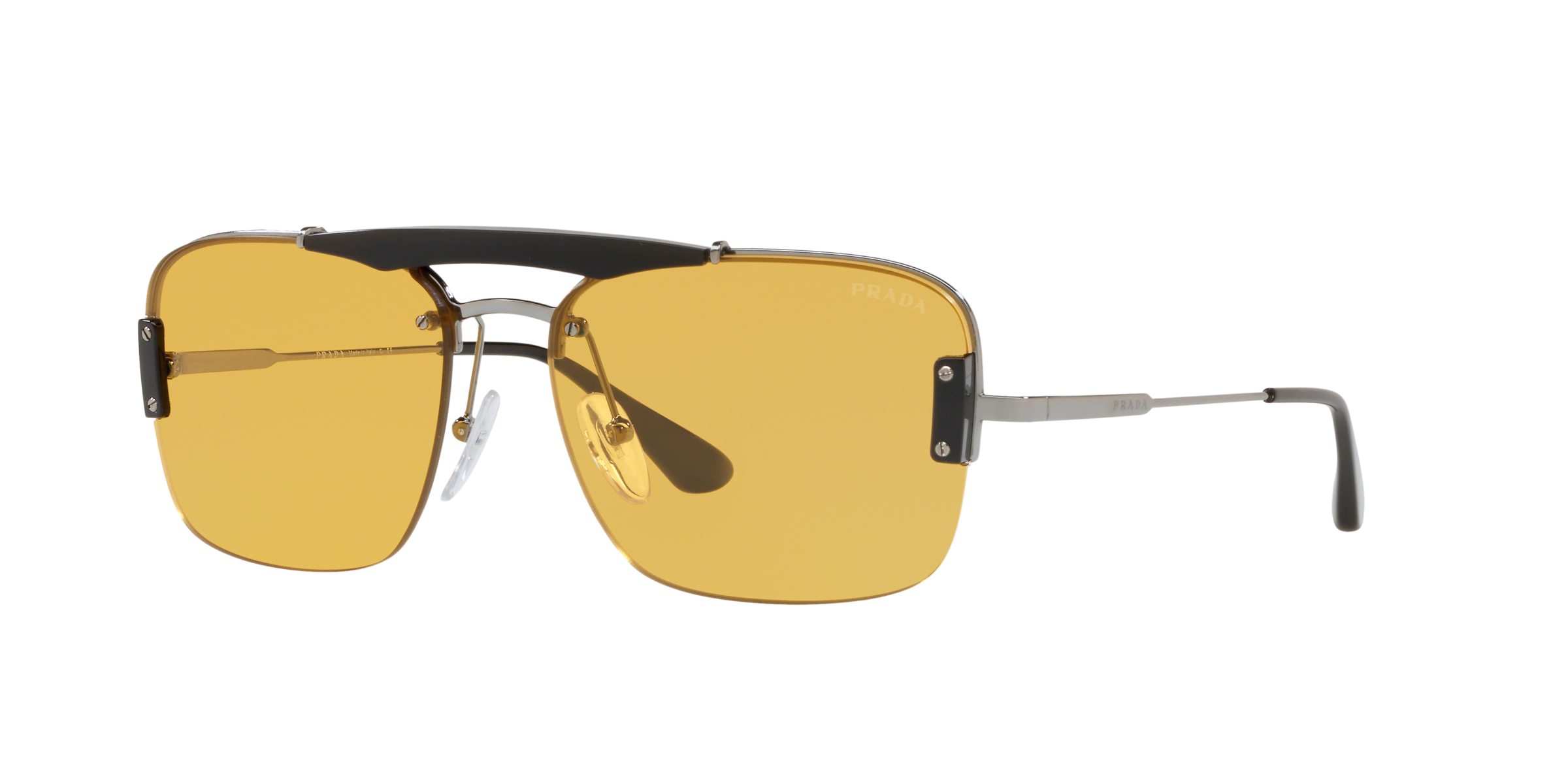 Prada PR 56VS Black/Gunmetal M4Y0B7 three-quarter view